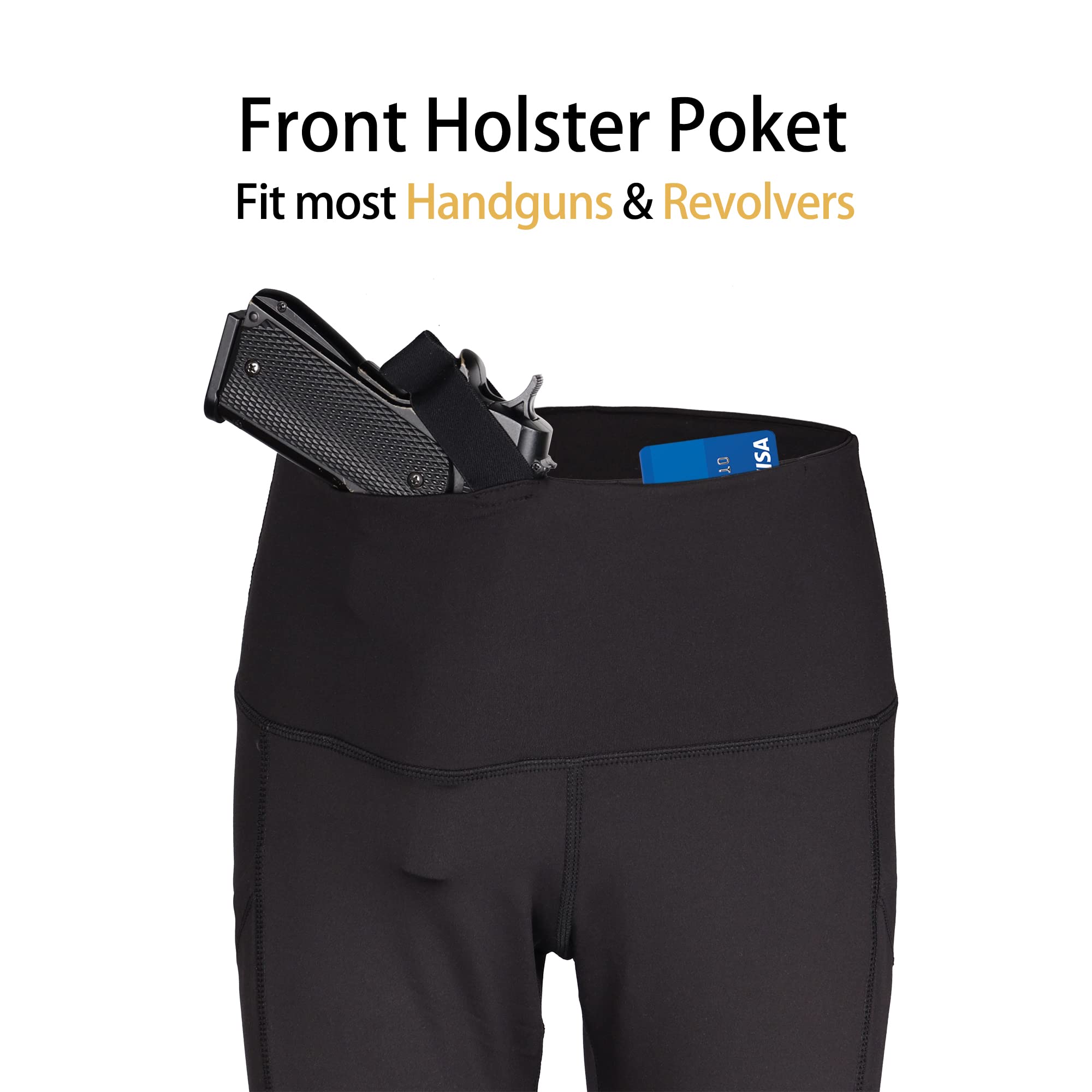 Lilcreek Women's Concealed Carry Leggings Gun Holster with Side Pockets,Concealment Compression Universal Yoga Pants