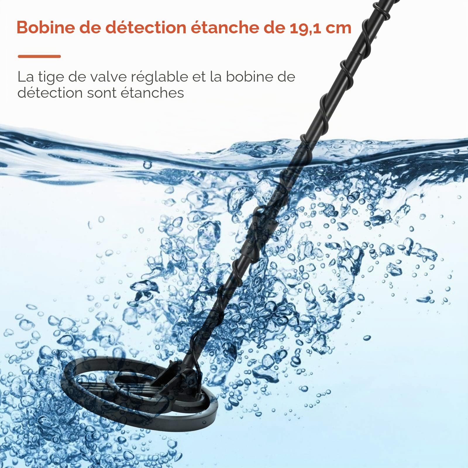 Détecteur de métaux pour Enfants Adultes, Tout Le Mode métal, Mode Discrimination, Bobine de Recherche imperméable de 7,5 Pouces
