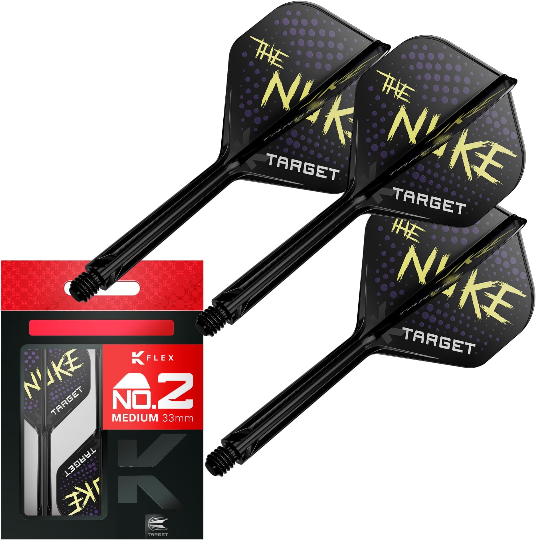 Luke Littler K Flex Flights and Shaft System, No.2/No.6 | Pack of 3 Kflex All In One Flights, Player Edition Darts Accessories | K-Flex Dart Stem Short/Intermediate/Medium