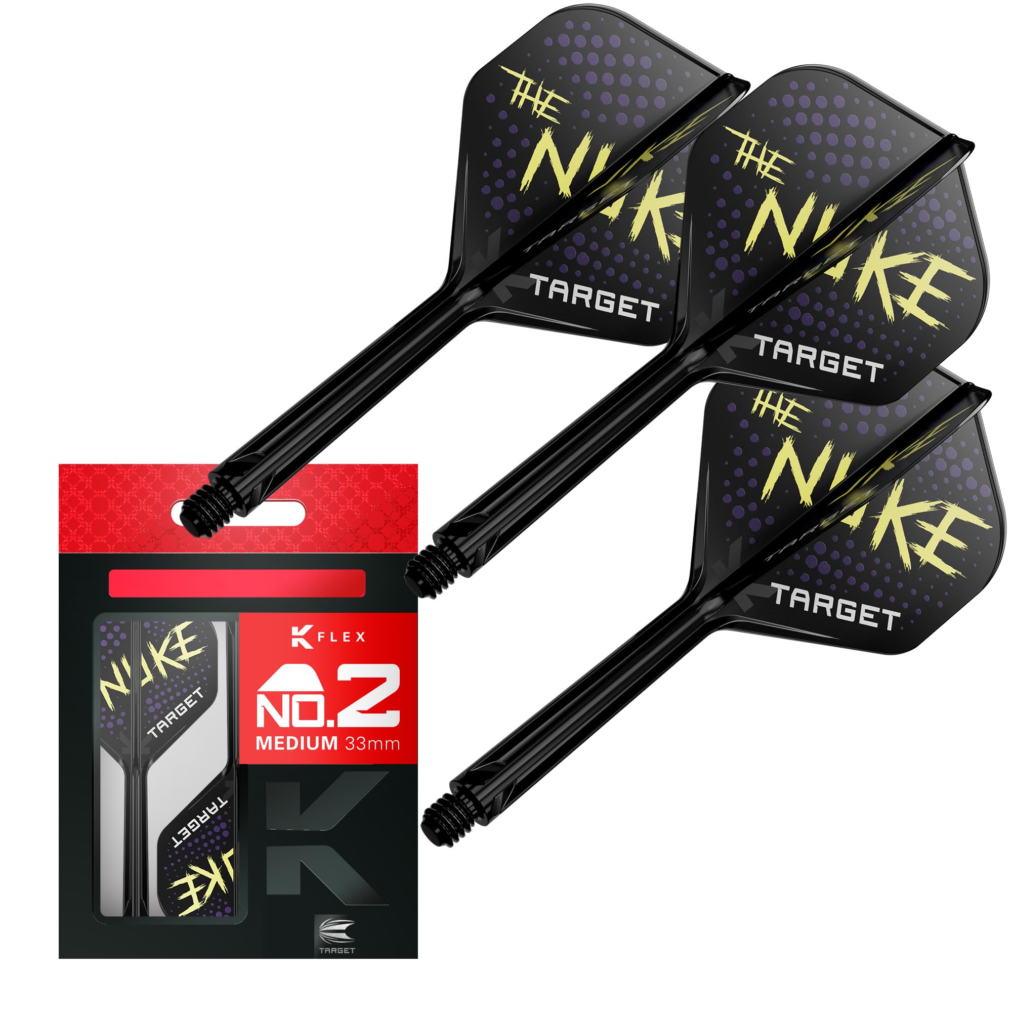 Target Darts Luke Littler K Flex Flights and Shaft System, No.2/No.6 | Pack of 3 Kflex All In One Flights, The Nuke Player Edition Darts Accessories | K-Flex Dart Stem Short/Intermediate/Medium