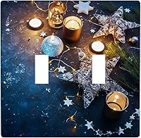 Vista 69 de Cubierta de interruptor de luz dúplex de 1 banda, cubierta decorativa de Navidad con copos de nieve rojos, placa frontal decorativa para cocina