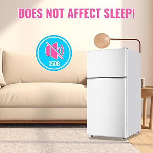 Miniatura 2 de Mini refrigerador retro con congelador, refrigerador pequeño de doble puerta tamaño apartamento con bandeja para huevos, refrigerador dormitorio con