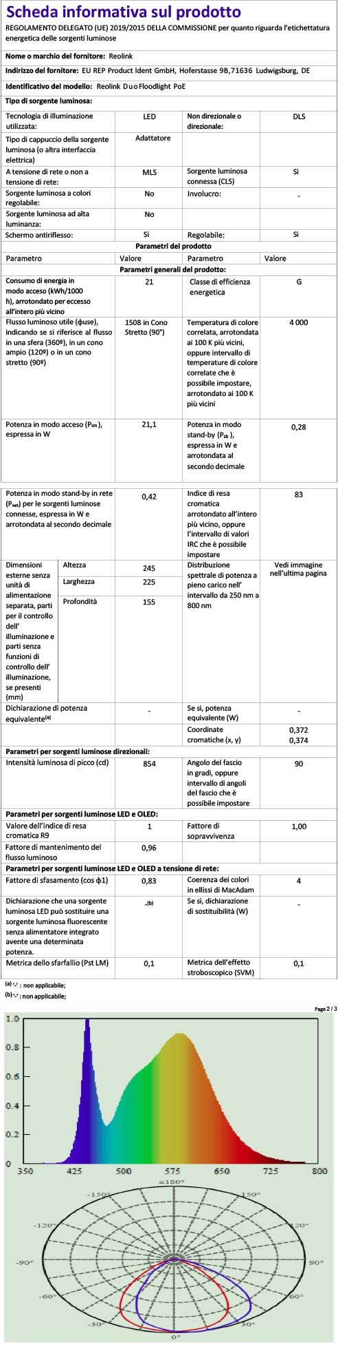 Videocamera Campanello Reolink PoE 5MP - Vista 180&deg;, Audio Bidirezionale, Rilevamento Persone