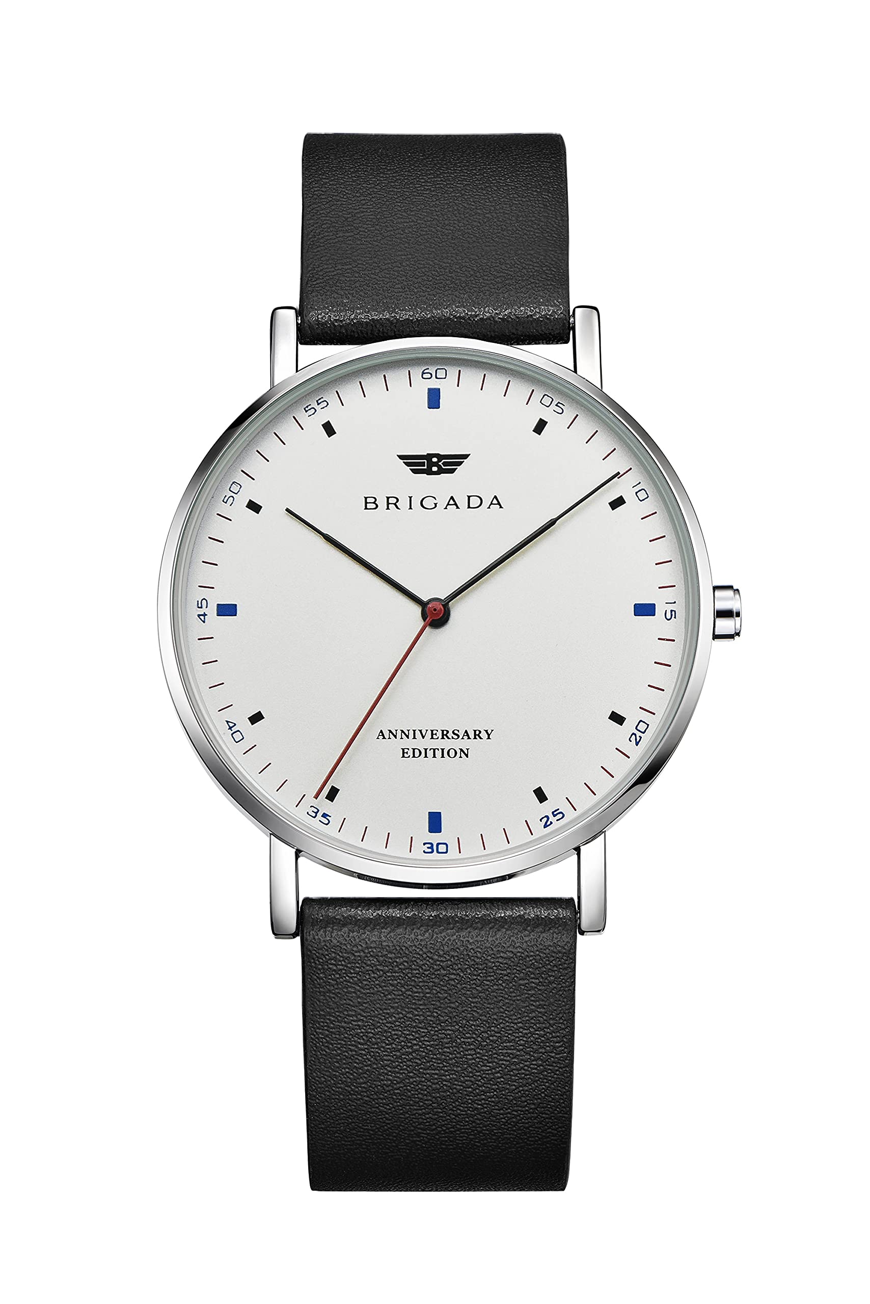 BRIGADAMens Watch Black Blue Minimalist Waterproof Casual Quartz Watches