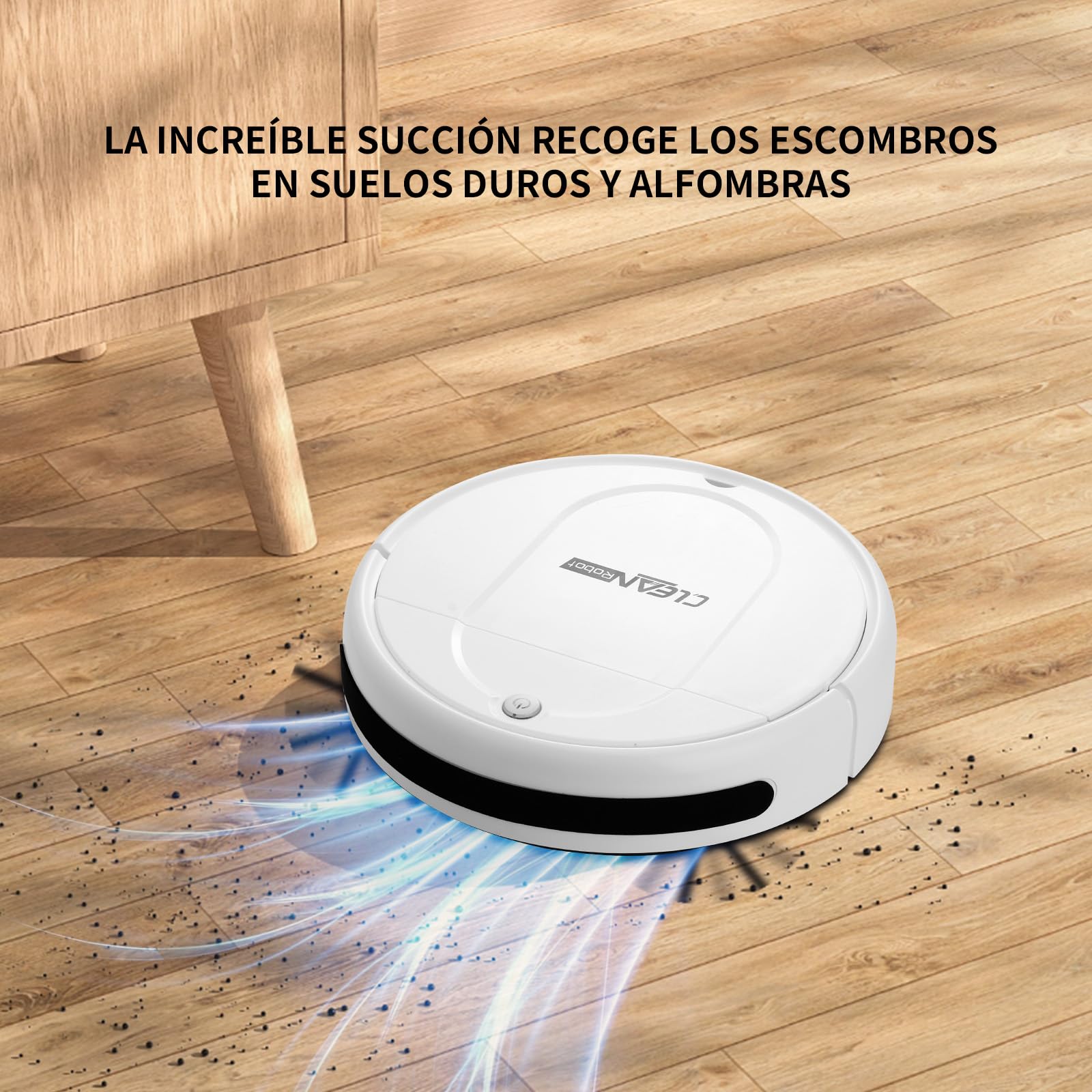 Robot Aspirador Universal e Inteligente, Recargable para una Limpieza Completa en Suelos Duros y Alfombras Ultradelgadas con Pelo de Mascota.