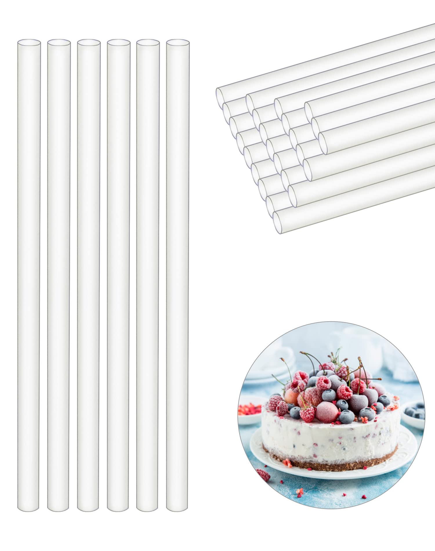 Set di 28 supporti in plastica per torte, tasselli rotondi bianchi