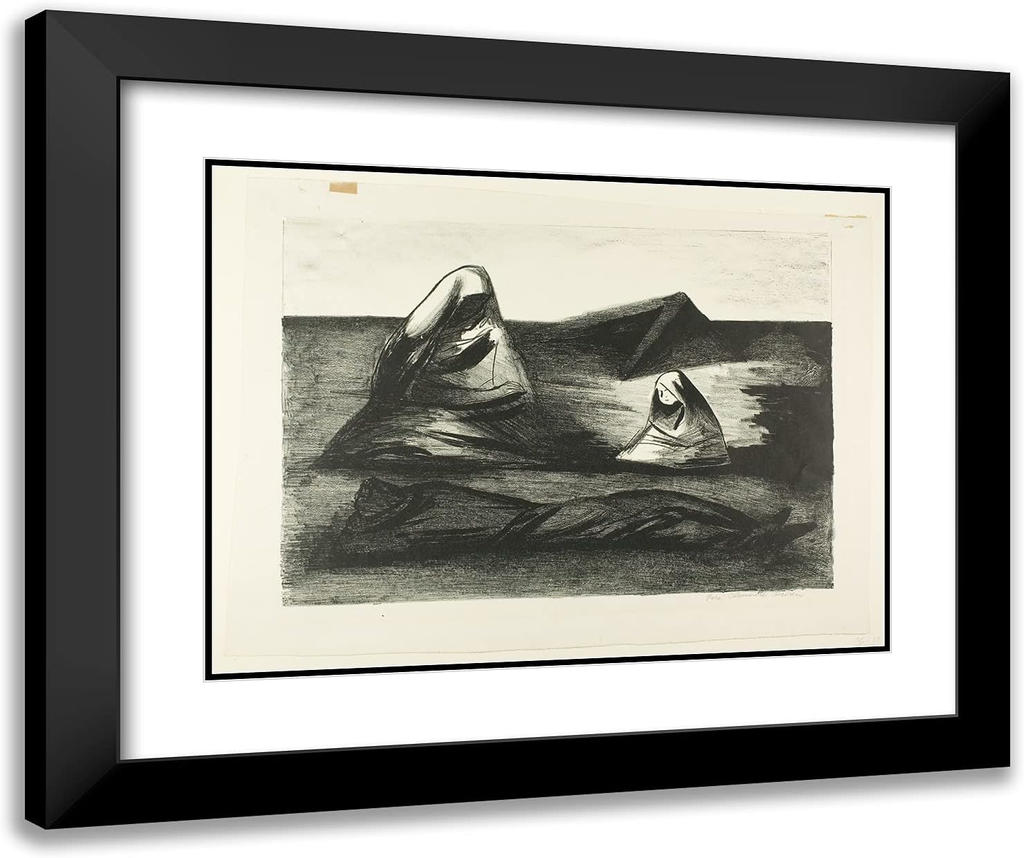 ArtDirect Jose Clemente Orozco 24x20 Black Modern Framed and Double Matted Art Print Titled Ruined House