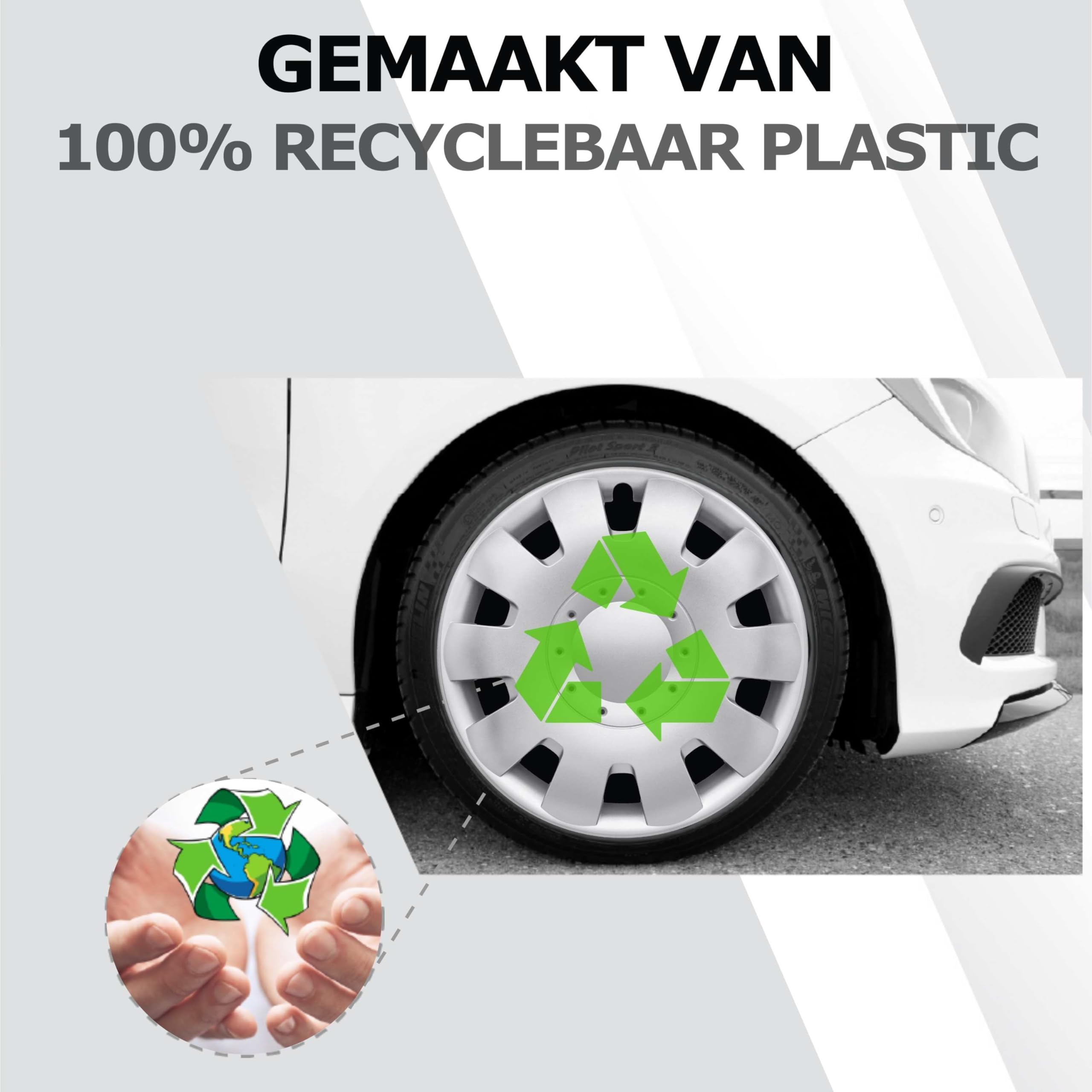 Set van 4 wieldoppen 15 inch mat zilver - Wieldoppen voor stalen velgen - Aluminium look - Voor de