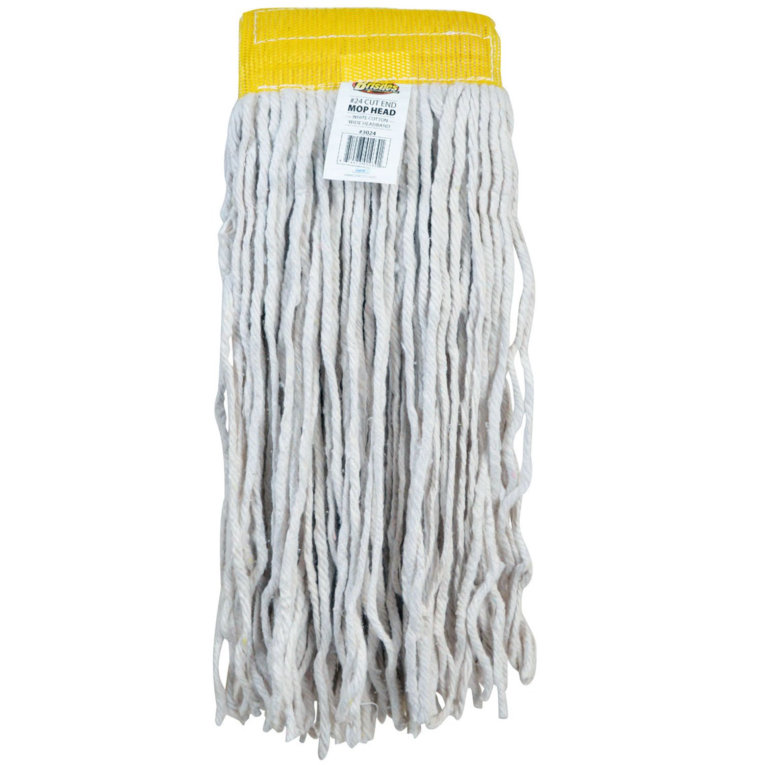Bristles 3024 Mop Head Replacement Universal, Wet Cut End, Cotton, Pack of 12 (#24, White)