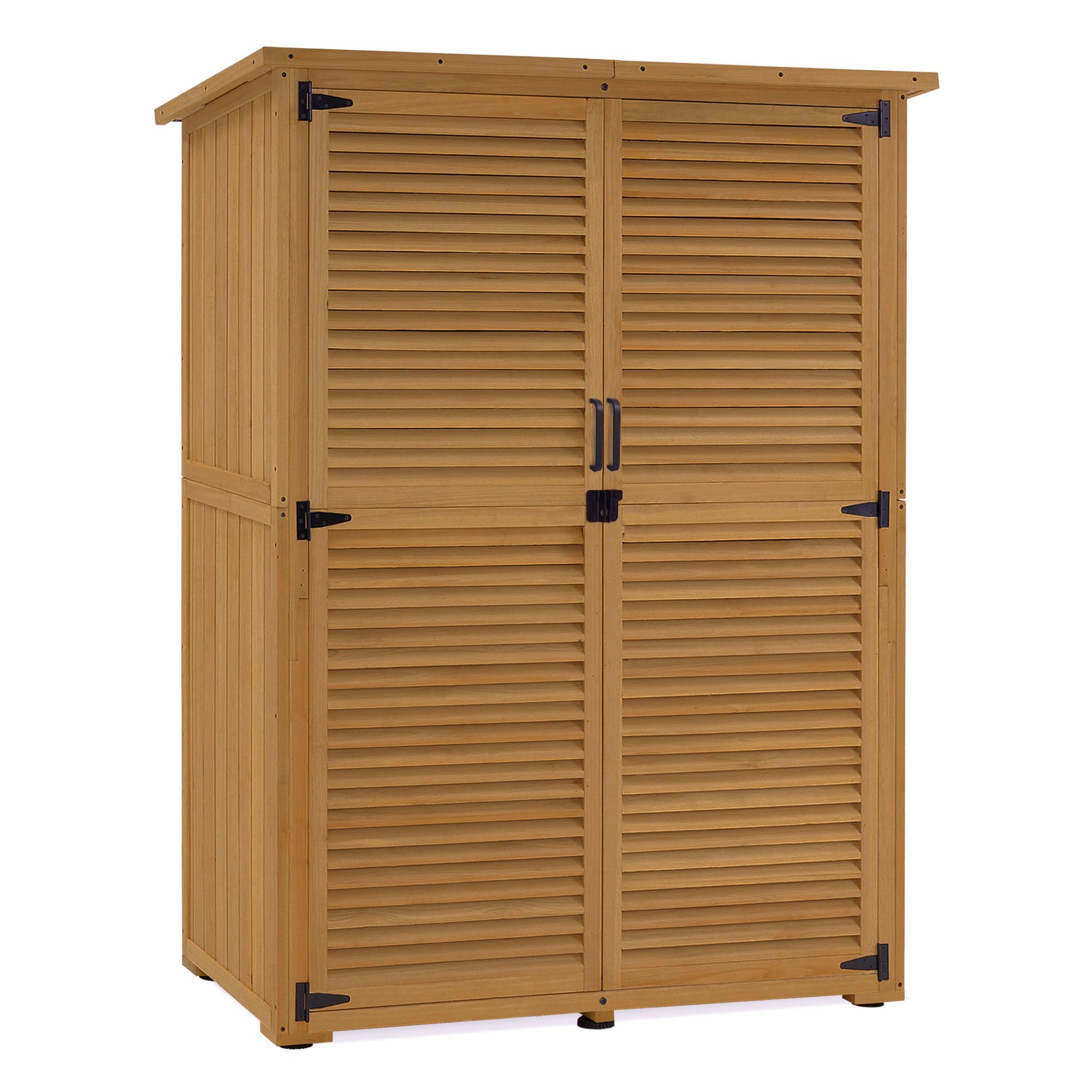 M MCombo Gartenschrank Holz, Gartenhaus Klein Wetterfest, Outdoor Gerätehaus, 59x127x168 cm
