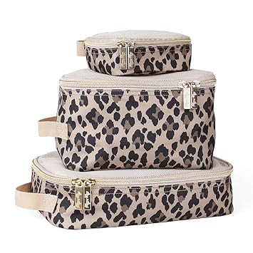Amazon Com Itzy Ritzy Packing Cubes Set Of 3 Packing Cubes Or Travel Organizers Each Cube Features A Mesh Top Double Zippers A Fabric Handle Leopard Baby