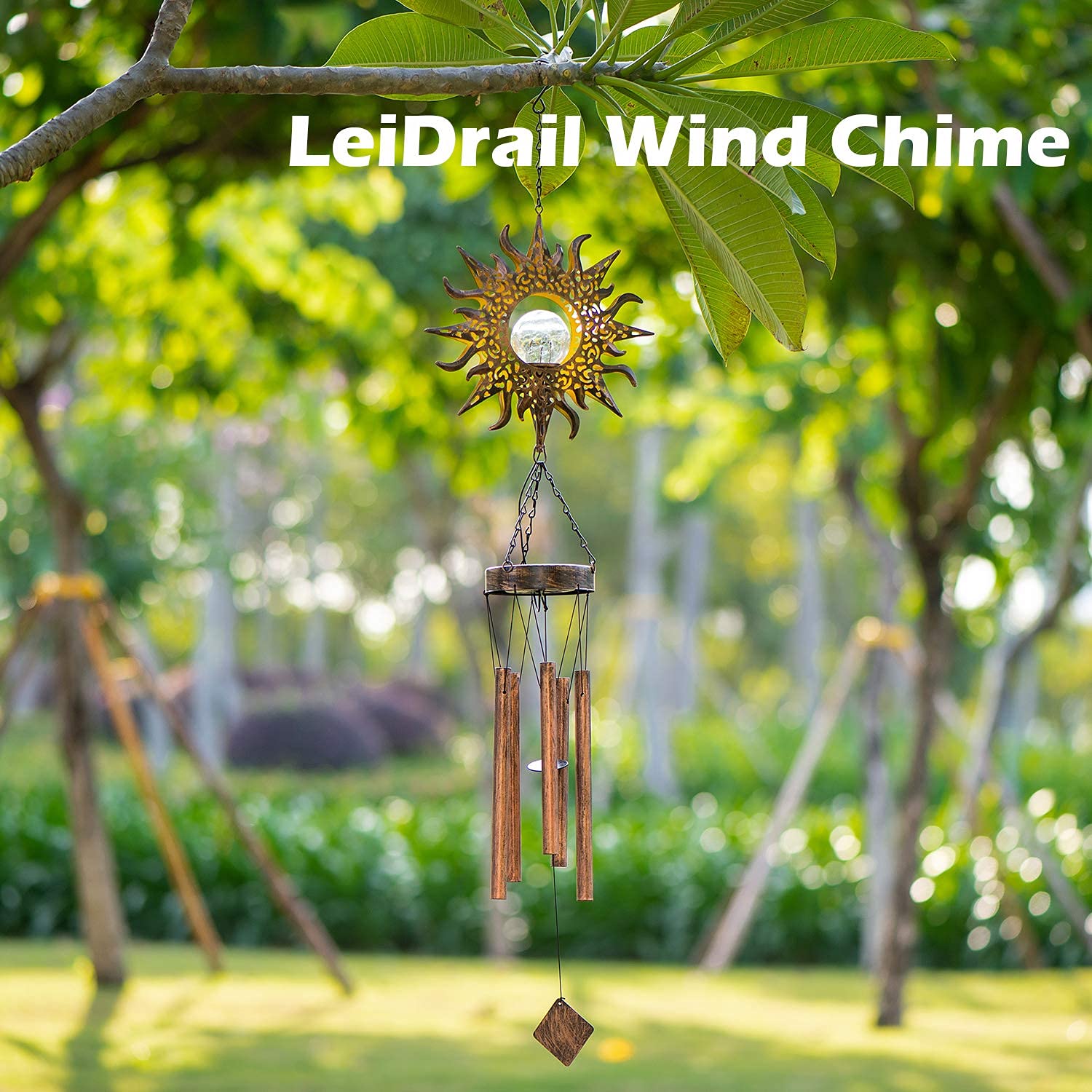 Solar Wind Chimes Sun Flame Aluminium Rurki wiatr Nocna noc lekka wystrój domu na zewnątrz domowe wiatrowe prezent na ogrodowy podwórko patio trawnik