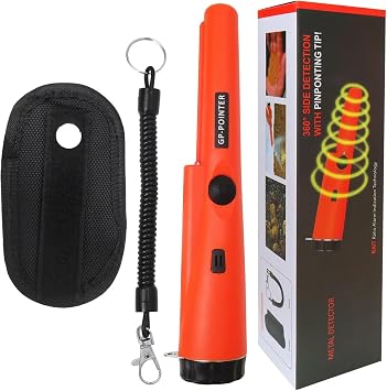 Metal Detector Pinpointer, Waterproof Handheld Pin Pointer Wand, Gold Digger Hunter Probe Sensitive Tester, Search Treasure Pinpointing Finder Probe for Adults, Kids Orange