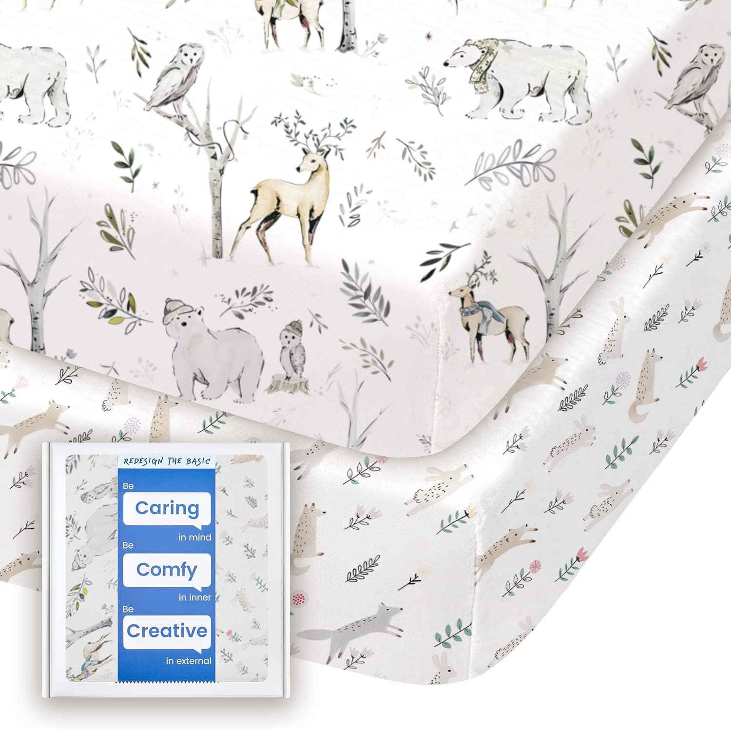 Mini Crib Sheets Fitted, TotBasic Premium Jersey Knit Pack