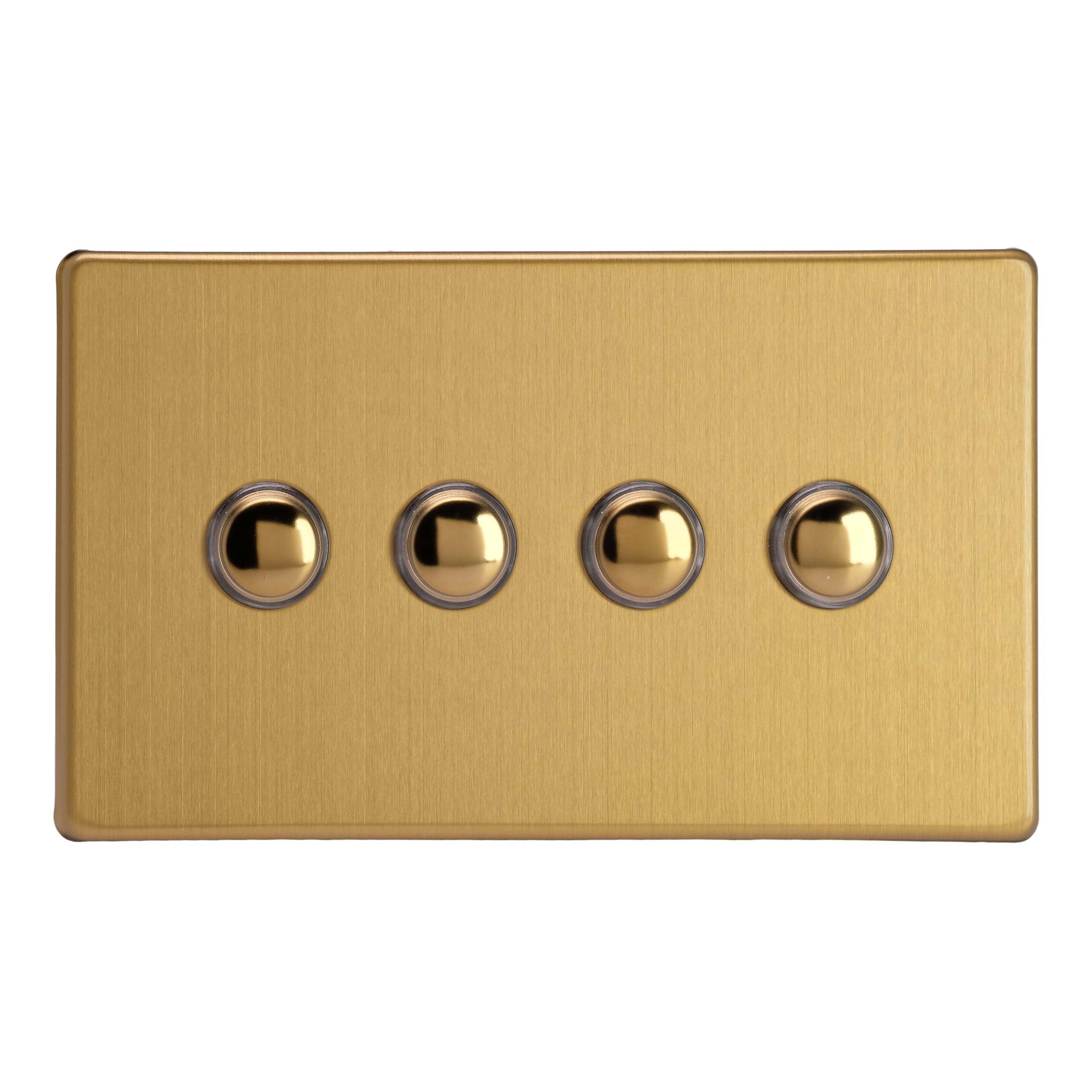 Switch Brass Quad Momentary 6A 4-Gang Screwless Brushed Varilight XDBM4S