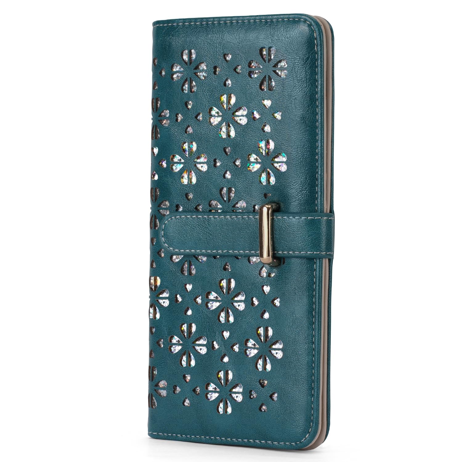BELTANA Wallet for Women Ultra Slim Thin Leather Womens Wallet RFID Blocking Bifold Clutch Long Ladies Wallet(Peacock-Blue)
