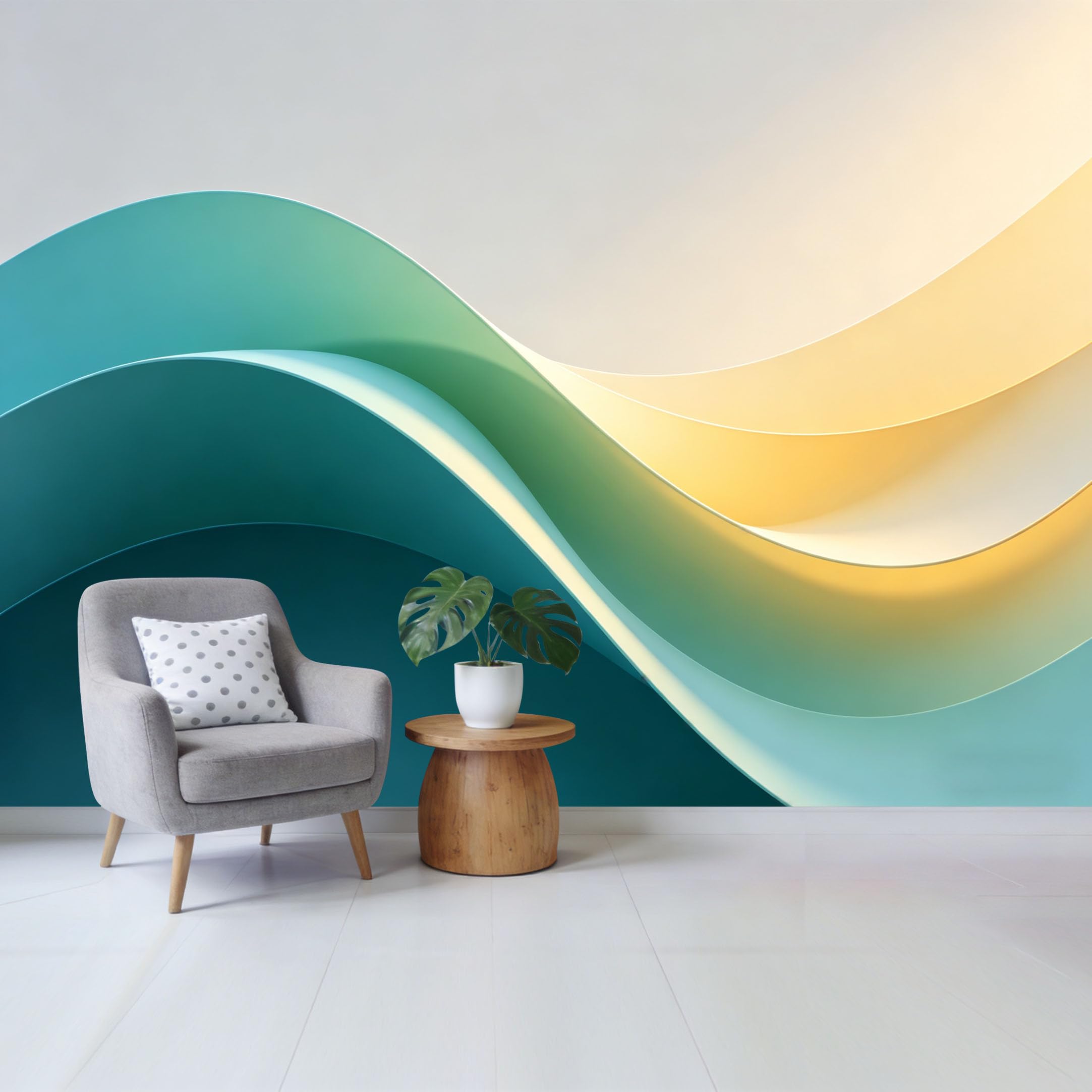Custom Size Wall Mural Abstract Soft Wave Gradient Minimalist Modern Art SelfAdhesive Wall Fabric Removable Wallpaper for Home Office Decor