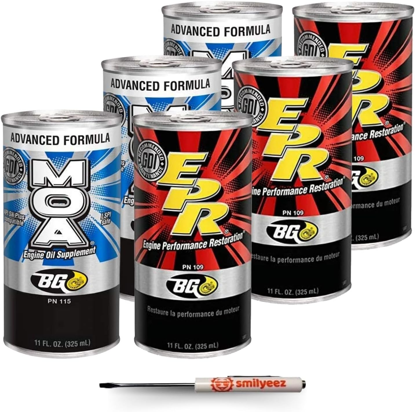 Smilyeez Listing for BG MOA PN 115 Motor Oil Additive Lubrication Supplement & EPR PN 109 Engine Restore and Cleaner (1 Kit) with Pocket Screwdriver
