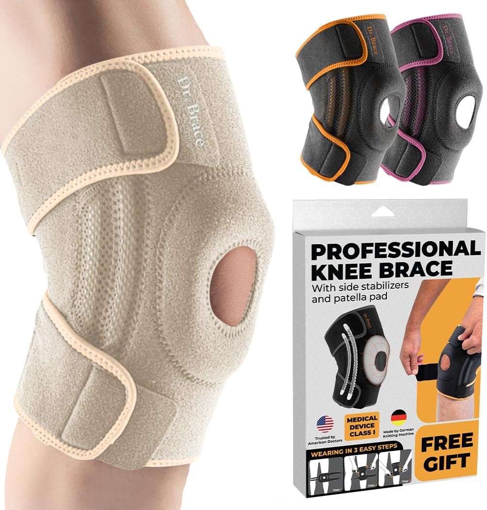DR. BRACE ELITE Knee Brace with Side Stabilizers & Patella Gel Pads for Maximum Knee Pain Support and fast recovery for men and women- Please Check How To Size Video