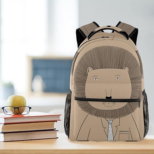Miniatura 6 de Hand Drawn Mr Lion School Backpack Laptop Backpacks 16 inch Daypack Bookbag School Bag College Travel for Teen