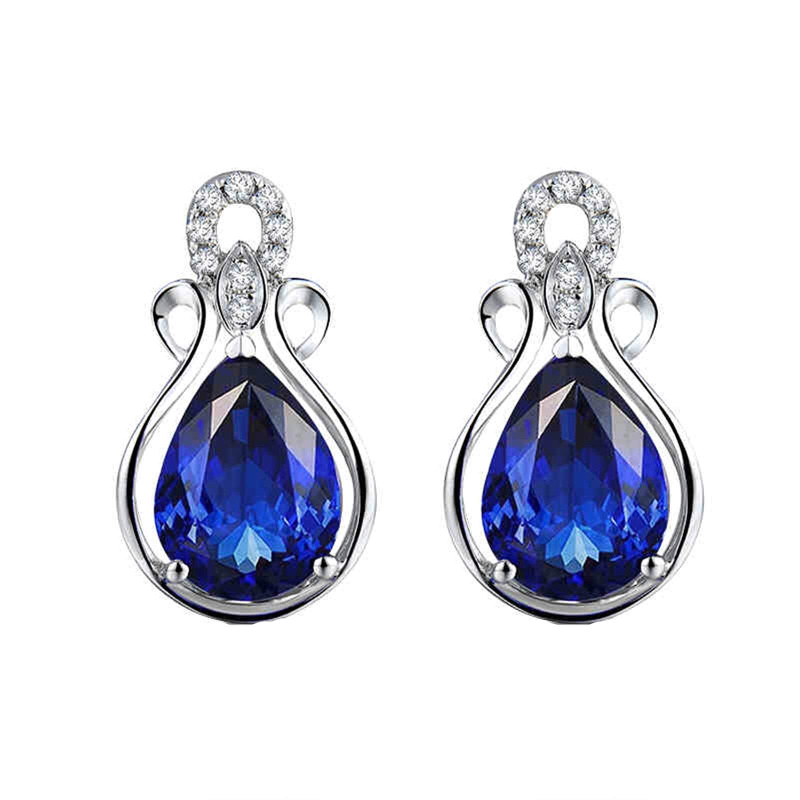 Epinki Weißgold 18K Ohrringe Mädchen, Unique Ohrschmuck mit Tansanit 2.79ct Blau, Geburtstag Geschenke für Frauen Mutter/Freundin, Weiß Gold Blau