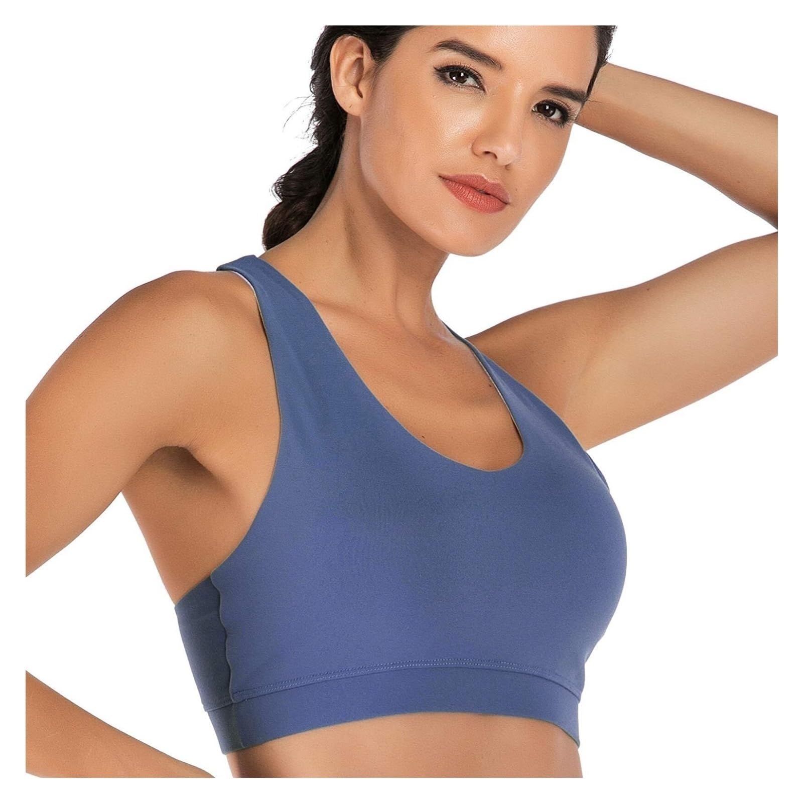 Sujetador Deportivo Mujer Sujetador Deportivo De Apoyo For Mujer, Copas Extraíbles Con Tirantes Acolchados Y Espalda Cruzada Sujetador Gimnasio(Blue,M)