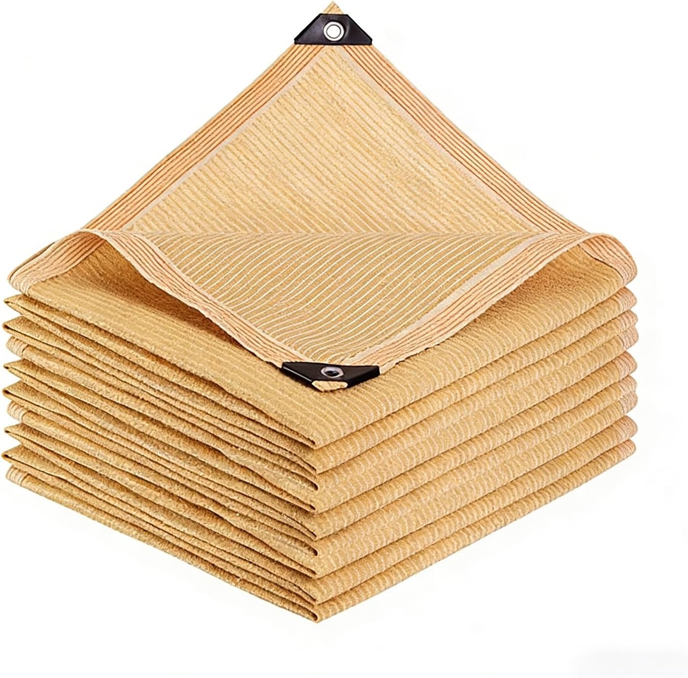 Sun Shade Sail Canopy – Heavy Duty HDPE UV Block Awning with Reinforced 6-Row Stitching, Breathable Patio Garden Outdoor Cover for Deck, Yard & Pool(Khaki,6 x 6 m/19.7 x 19.7ft)