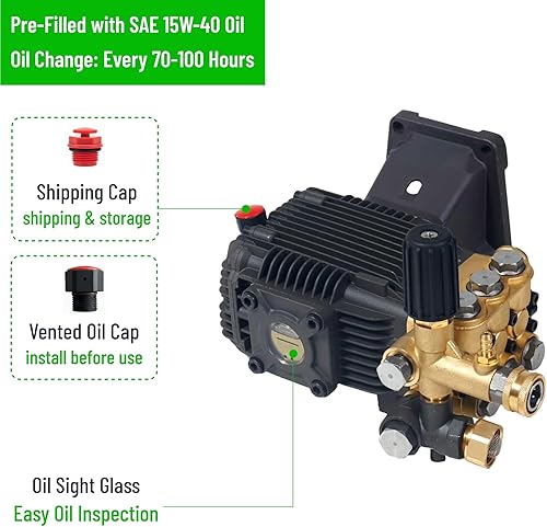 Miniatura 7 de Canpump Bomba de lavado a presión CF 3257 G - 3200 PSI, 5.7 GPM, eje de 1 pulgada, descargador horizontal, triplex, descargador externo - Bomba de