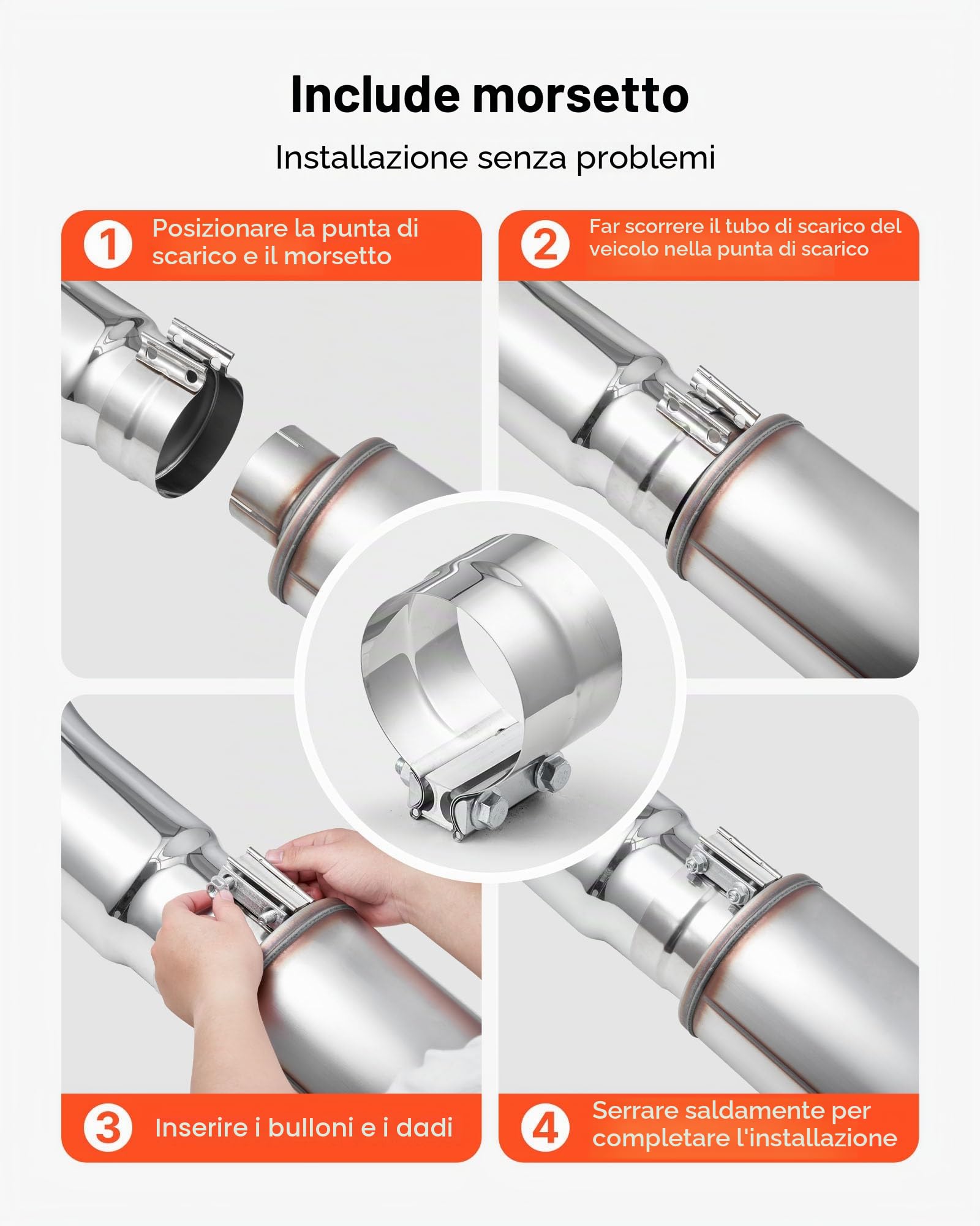 VEVOR Valvola di Scarico Automatica con Pezzo Angolato, Ingresso 127 mm, Uscita 152 mm, Lunghezza Totale 584 mm, Terminale di Scarico Curvo Verso il Basso con Morsetto per Camion, Superficie Cromata