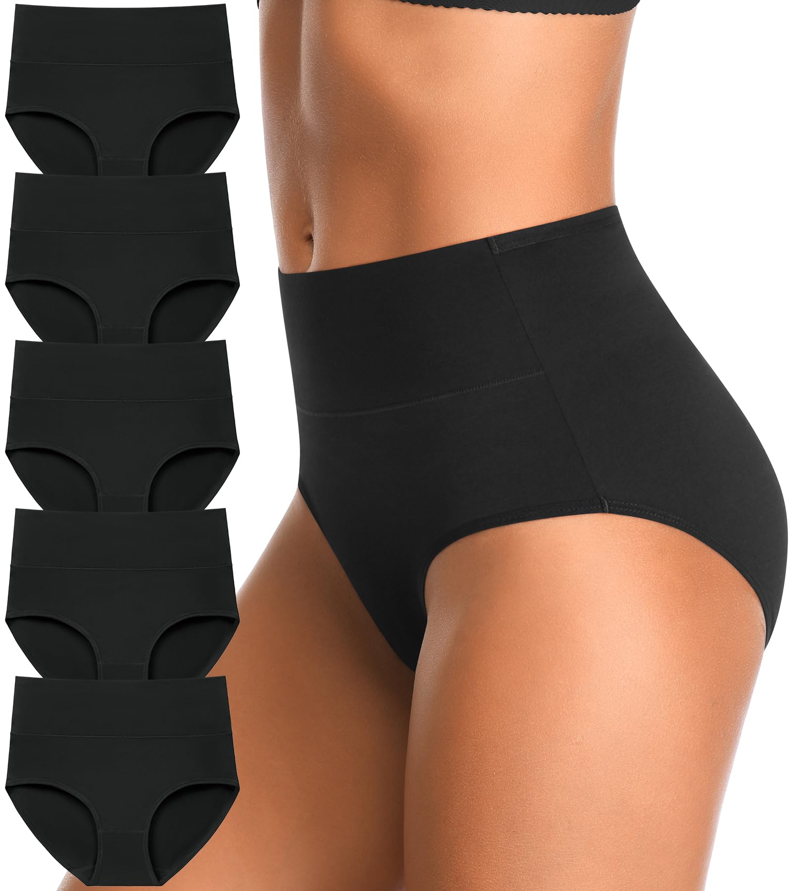 IROCUE High Waisted Postpartum Underwear Slight Tummy Control Underwear Soft Full Coverage Cotton Panties Multipack