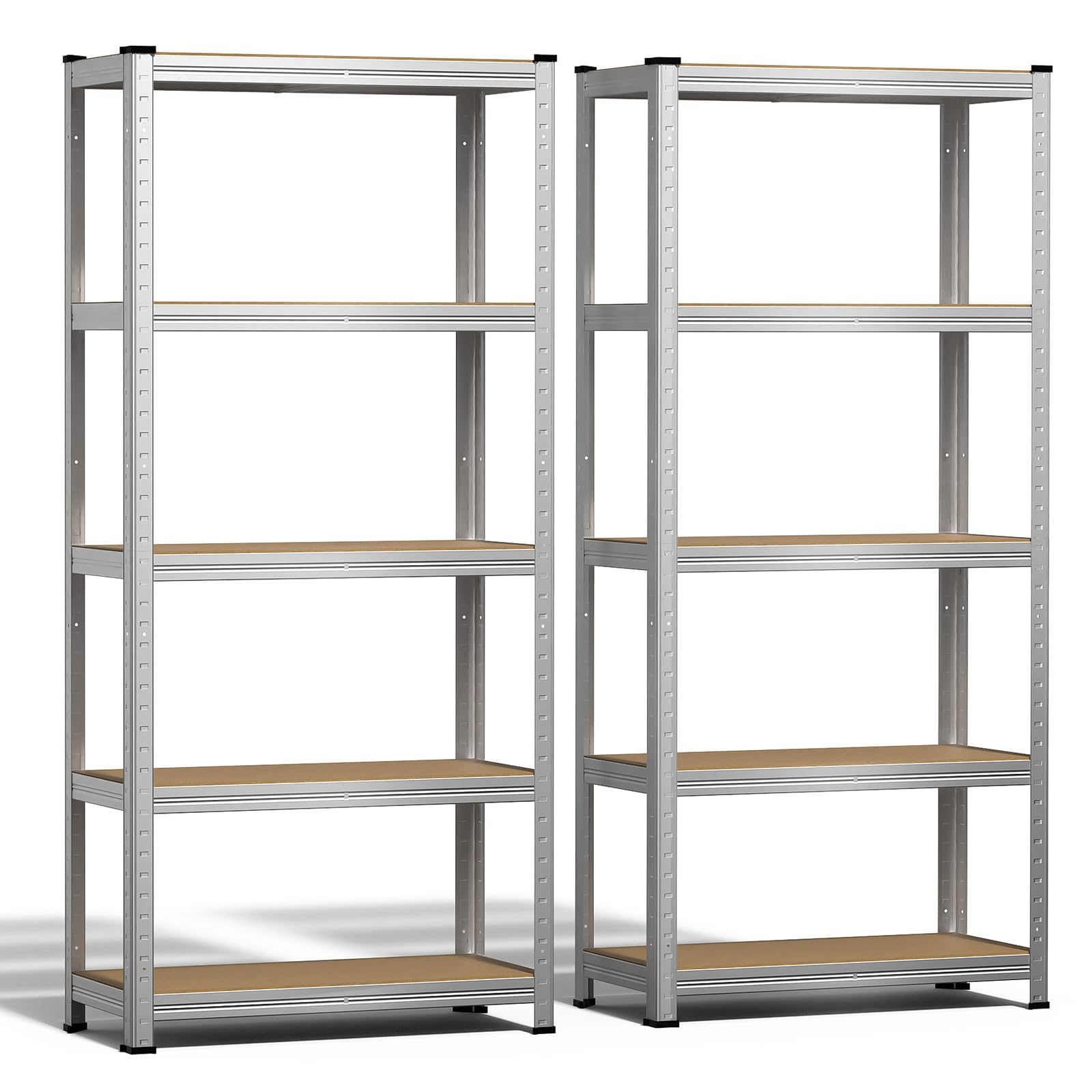 vounot® Lot de 2 Étagère de Rangement 70x30x150cm en Acier Galvanisé à 5 Niveaux Etagère Charge Lourde Tablette Ajustable Charge Max 875kg Idéal pour Rangement de Garage Atelier Cuisine