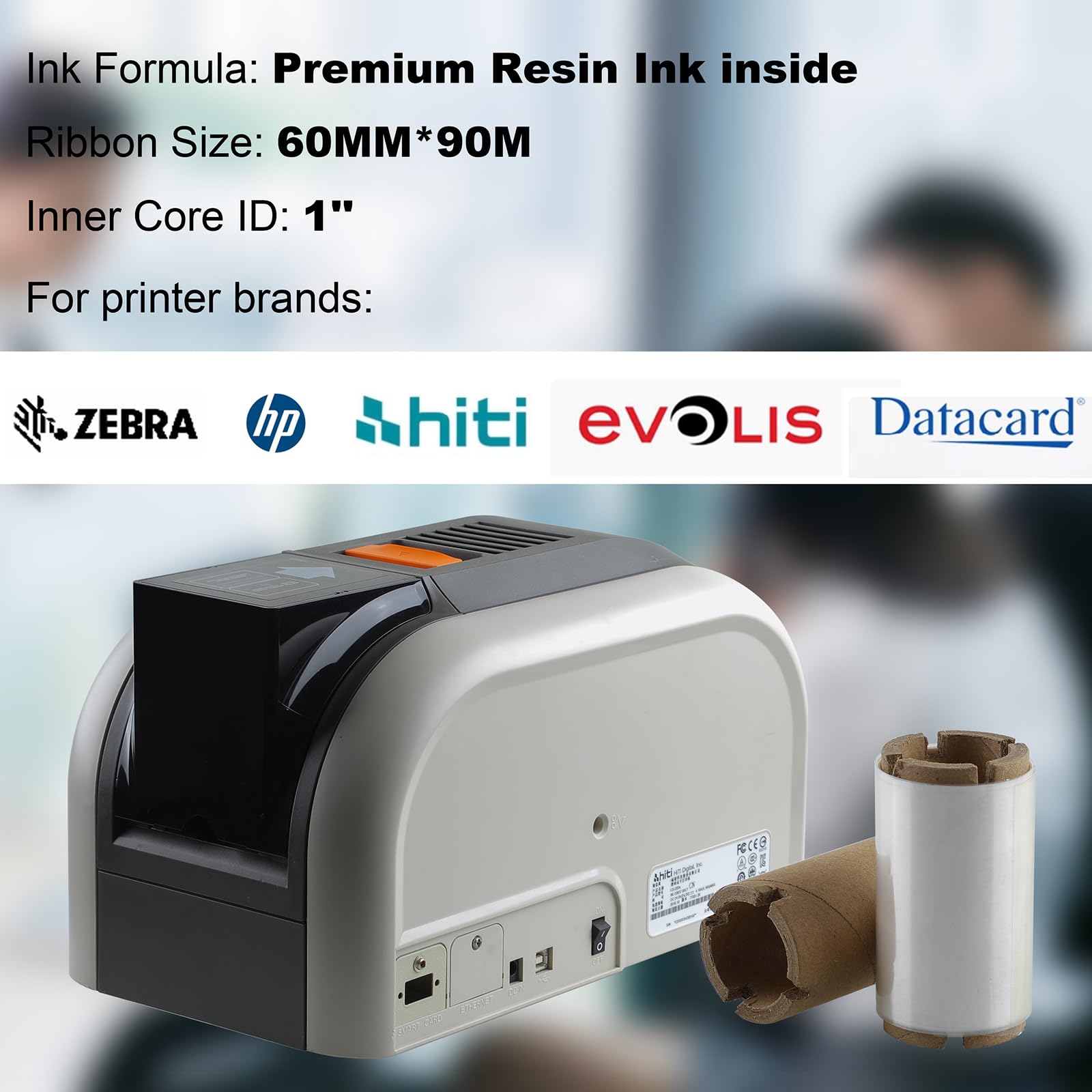 2.36’’ x 295’ UV Color Ribbon 1 Roll, Gcore 60mm x 90m Fluorescent Anti Theft Invisible Marking Ribbon 1000 Prints, 1'' Core, Compatible for HITI-CS200 HITI-CS200E, Invisible Under UV Light to Red