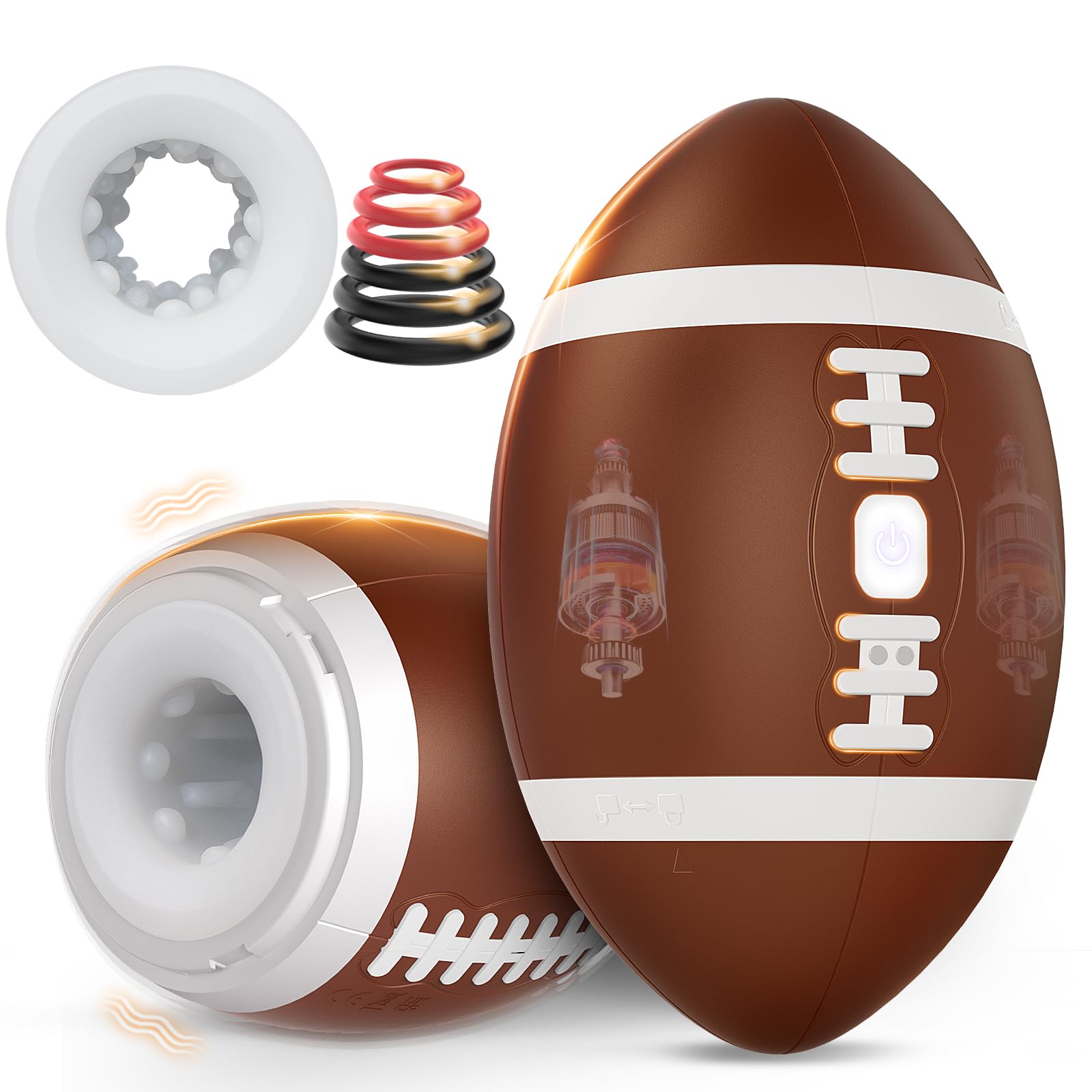 Male Masturbator Sex Toys for Men - Football Shape Masturbation Stroker with 12 Vibrating Modes Penis Training Sex