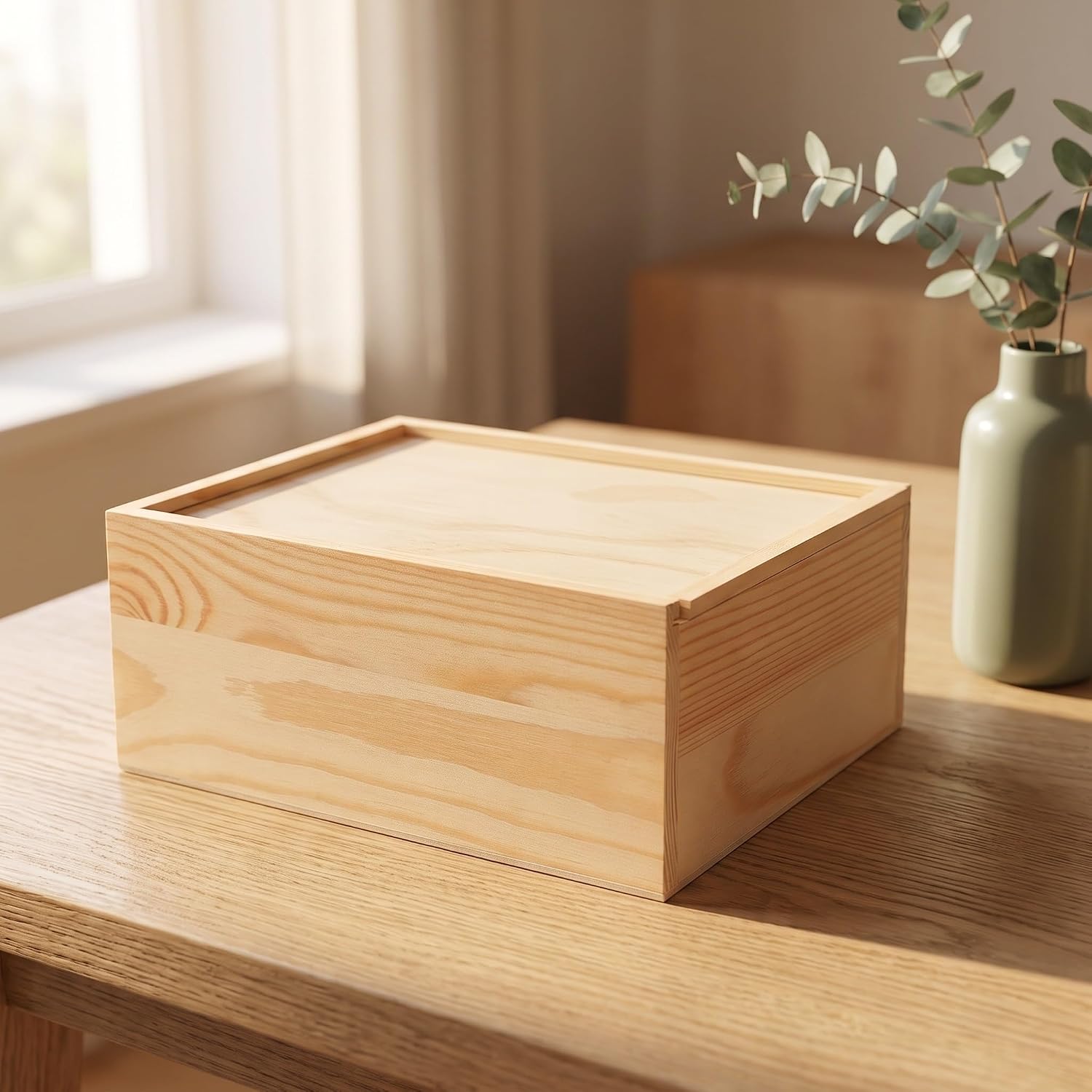 Kichvoe 2pcs Wooden Keepsake Box with Sliding Lid, Unfinished Storage Case image 5