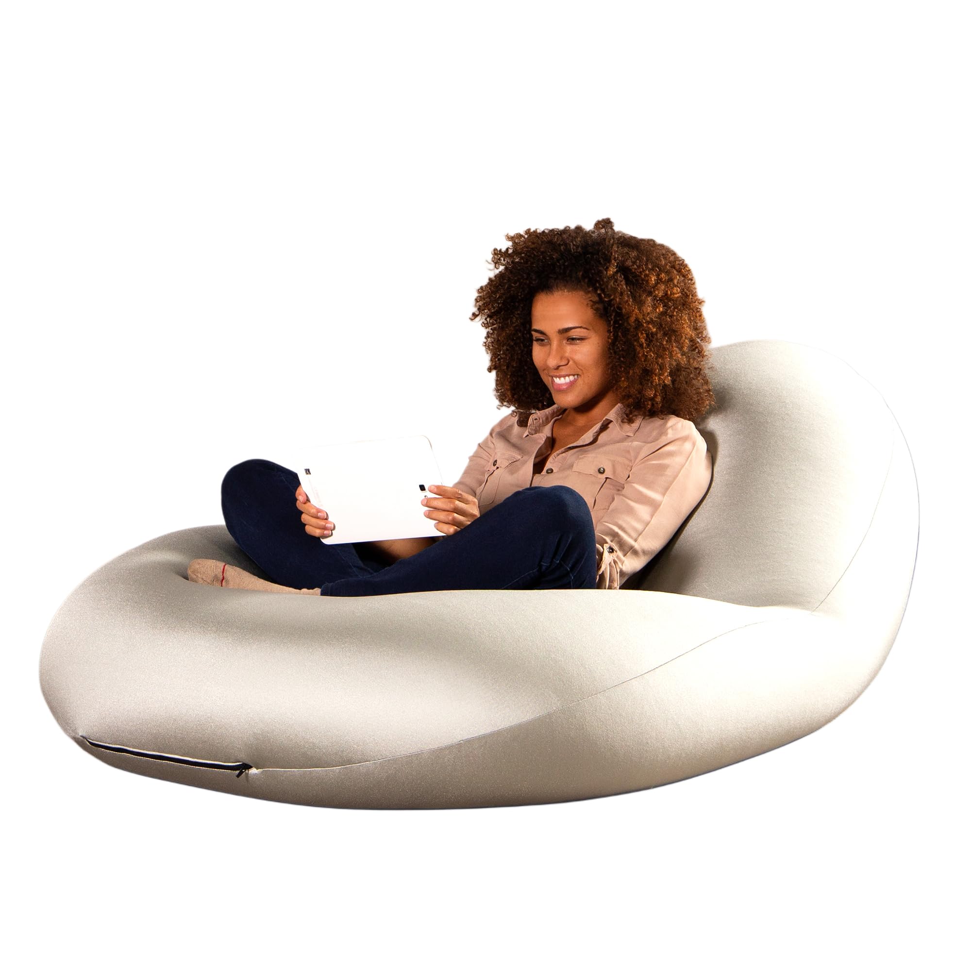 Jaxx Nimbus Therapeutic Sensory Bean Bag Chair – Cloud-Like Adjustable Body Pod Design for Ergonomic Relief and Comfort, Silver