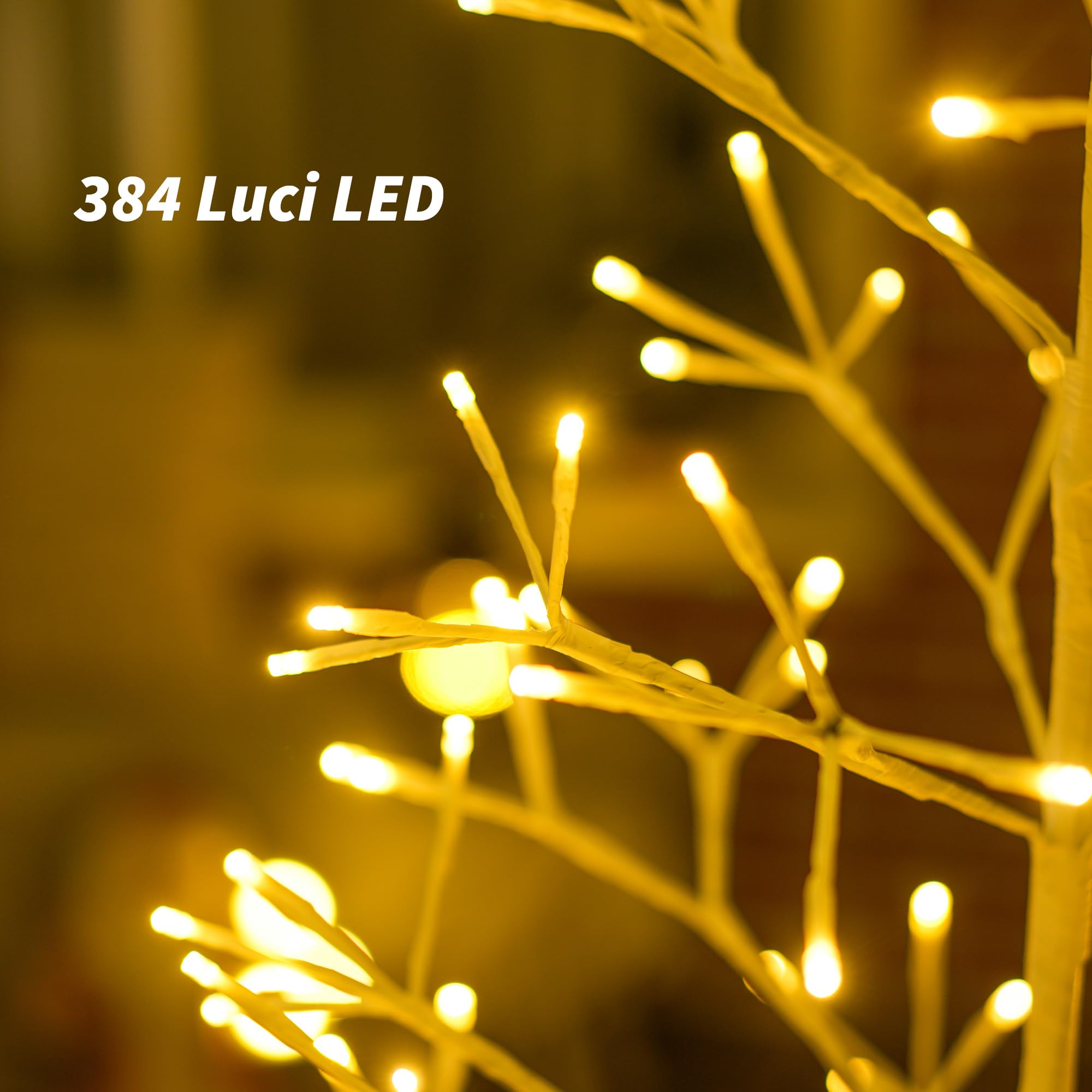 HOMCOM Albero di Natale Artificiale 384 Luci LED Bianche Ø20x180 cm Bianco