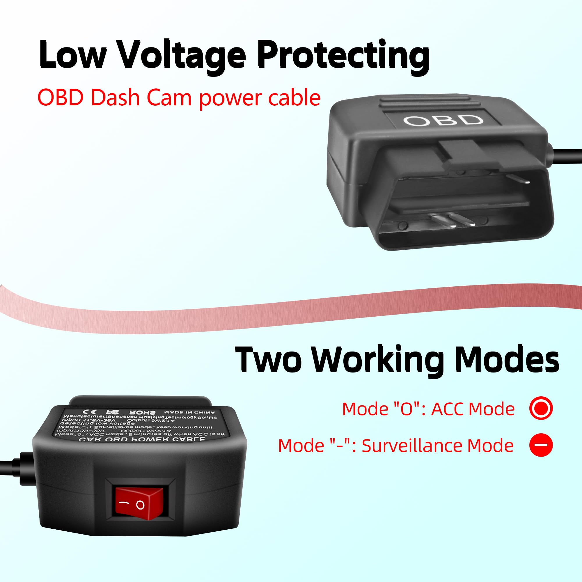 GELRHONR OBD Power Cable for Dashcam, 24 Hours, ACC Mode, 12-24V to 5V/23A, for Dashcam, GPS or Radar 3.5M/11.5ft (USB C GELRHONR OBD Power Cable for Dashcam, 24 Hours, ACC Mode, 12-24V to 5V/23A, for Dashcam, GPS or Radar 3.5M/11.5ft (USB C