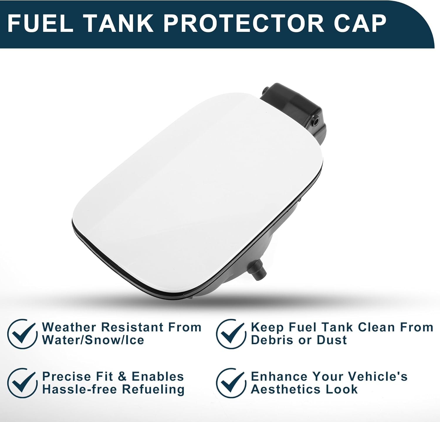 Fuel Tank Door Cap for Volkswagen Jetta 2012-2018 Fuel Filler Flap Cover Bolt Type No.16D809857 White ABS Fuel Filler Door Gas Cap