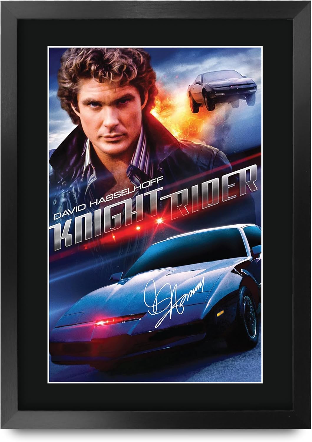 HWC Trading Knight Rider 1982 Gifts Printed Signed Autograph Poster for TV Memorabilia Fans - 16" x 12" Framed