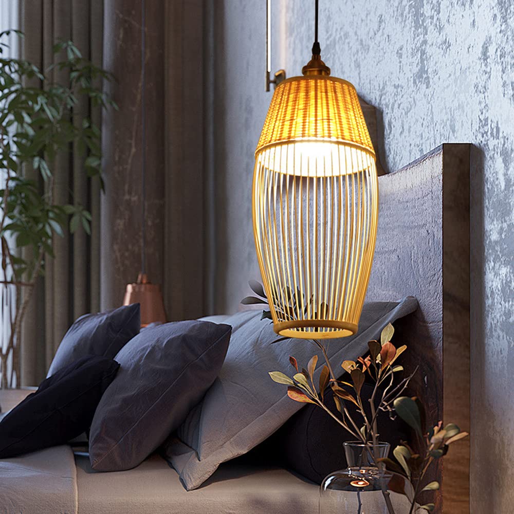 Lampe en bambou hauteur réglable pour corriger les plafonds bas