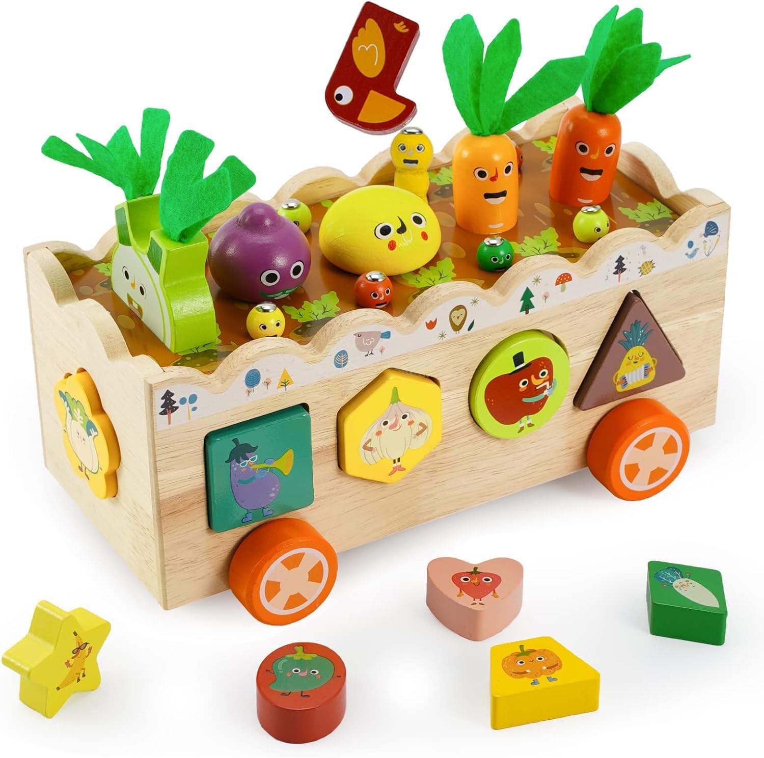 THE BRAIN GYM FACTORY - Montessori Early Learning Wooden Toy Set for Ages 2-4, Includes 10 Vegetable Blocks, Animals and Sorting Board (B0D2354BMK) Amazon Price History, Amazon Price Tracker