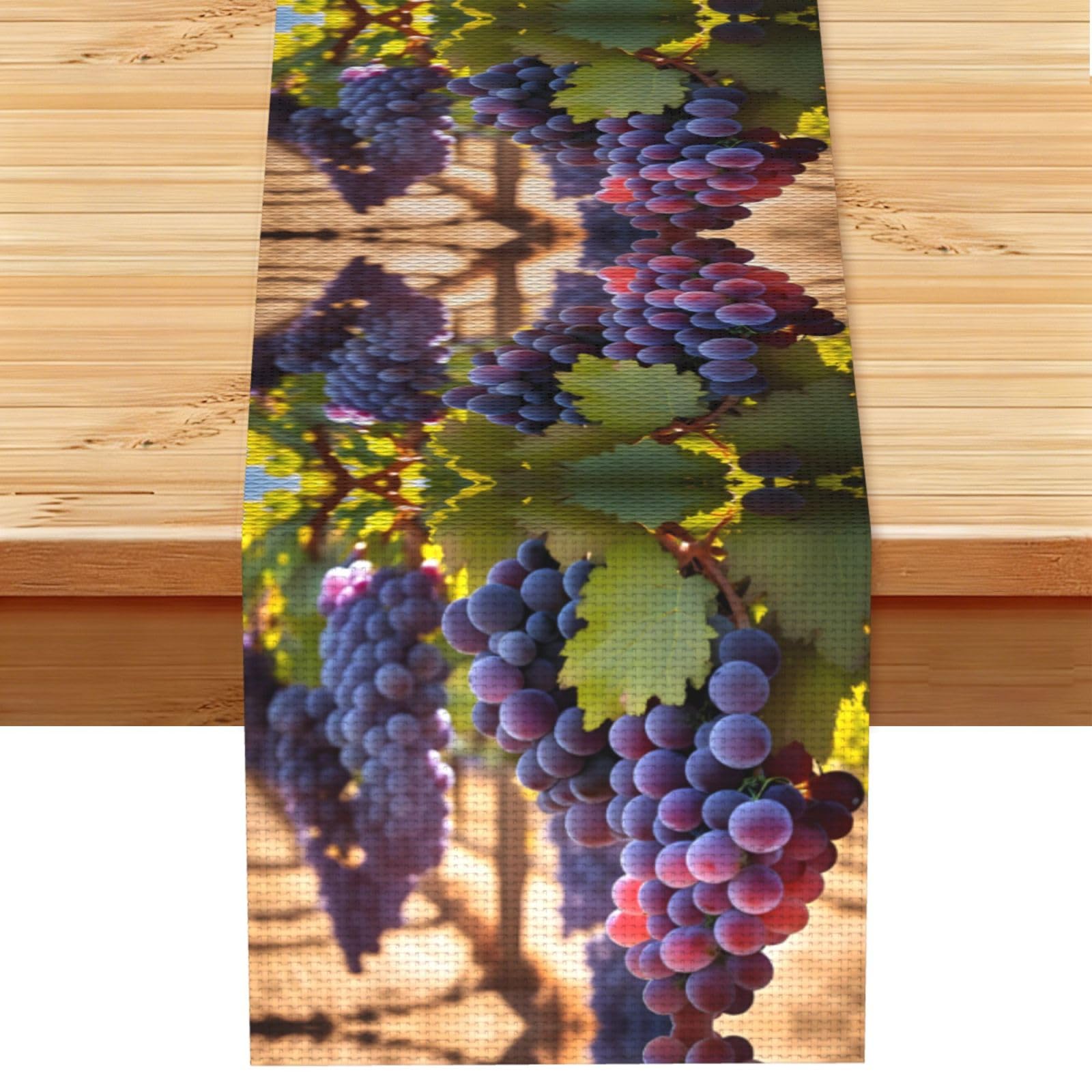 Desert Grapes Linen Look Table Runner 13x72-Wrinkle Resistant Farmhouse Style for Dining Table Decor