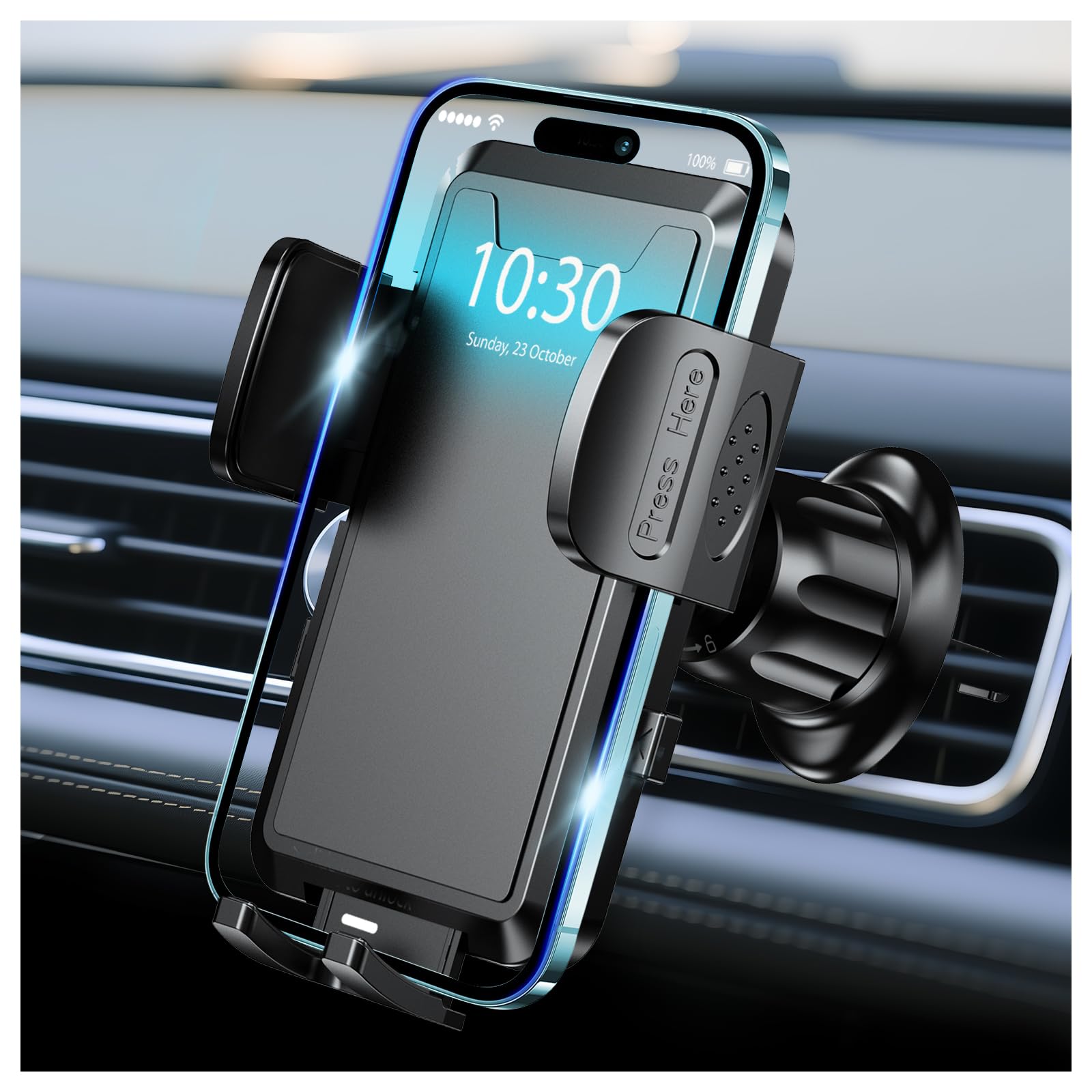 2026 New Car Phone Holder Vent,360° Rotation Adjustable & One-Button Release Car Vent Phone Mount,Universal Cars Phones Holder Mount with Adjustable Hook for Air Vents Dashboard