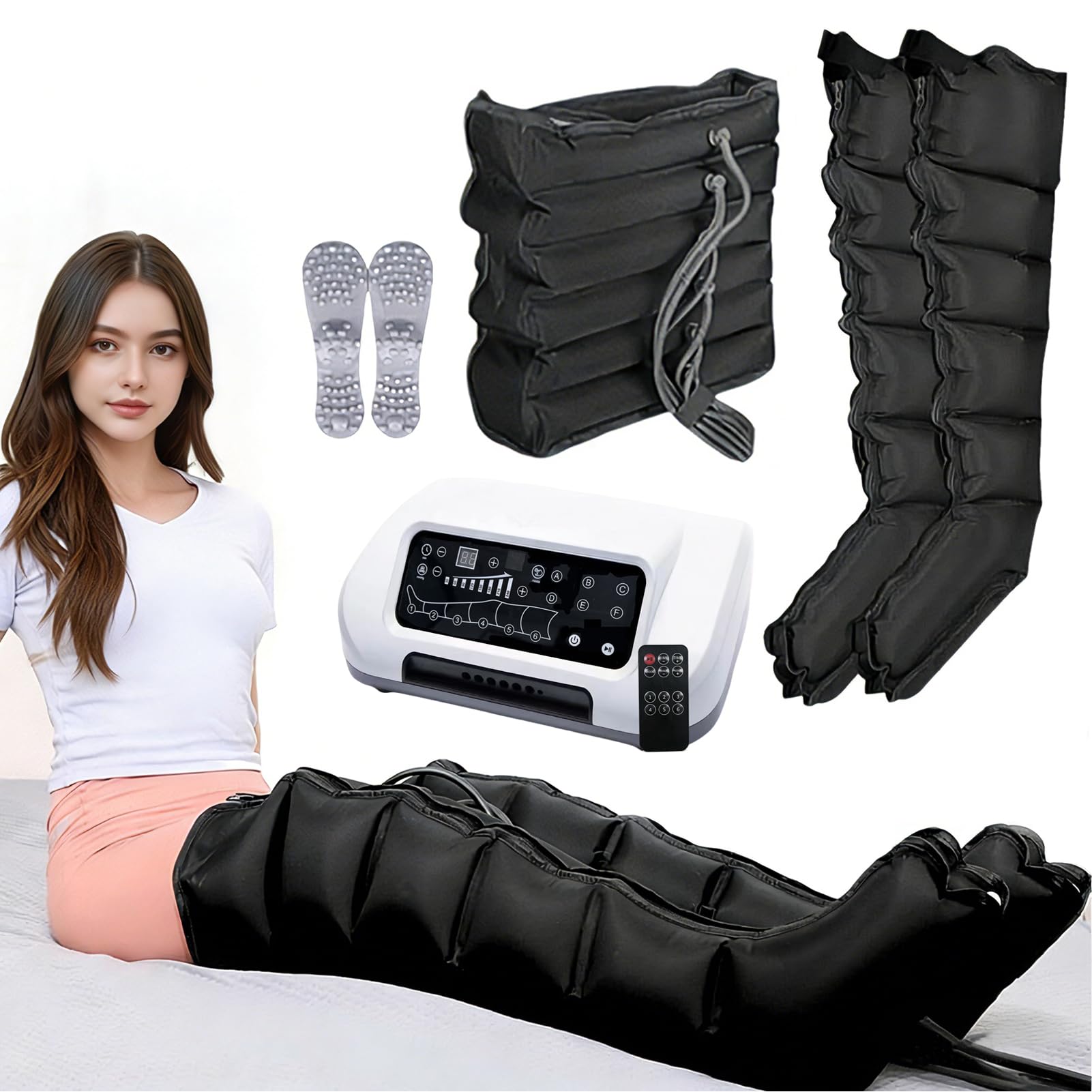 Botas Presoterapia Piernas, Presoterapia Para Casa, Máquina De Presoterapia Profesional Para Mejorar La Circulación Sanguínea Alivia El Dolor De Piernas, Drenaje Linfático,6 Programas De Masaje