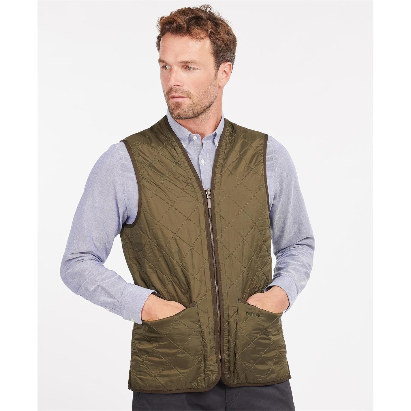 Barbour Gilet Trapuntato Uomo Verde con Zip MLI0002OL91 Verde S