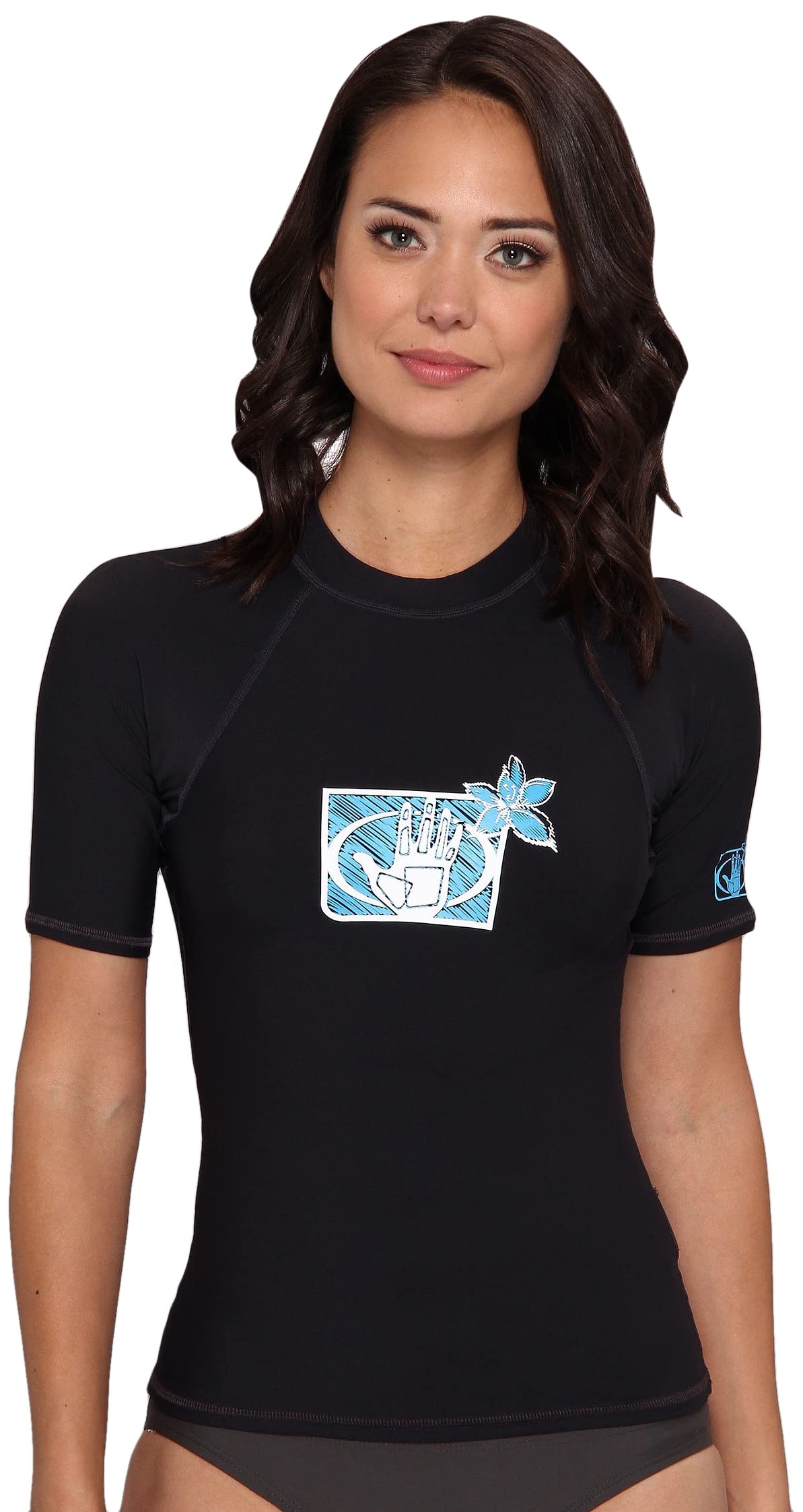 body glove Women's Basic Fitted Short Sleeve Rash Guard Tops, Black, Large-picture-29