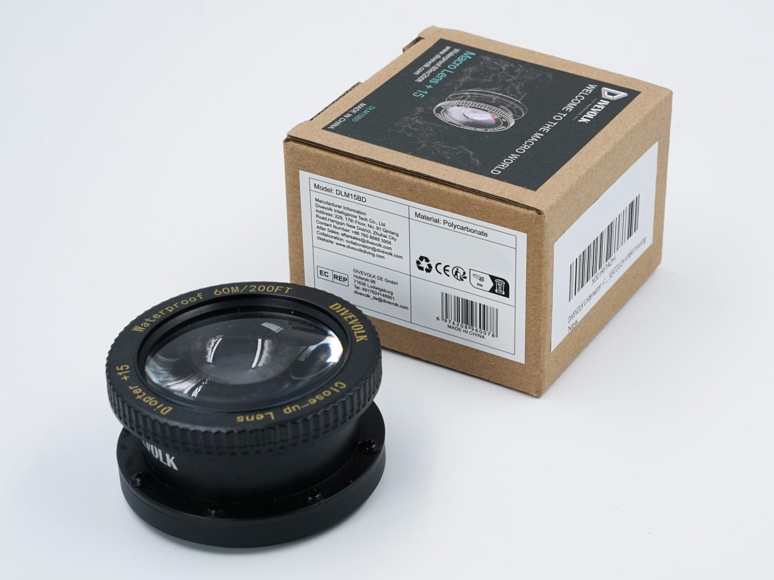 DIVEVOLK Underwater +8 Close-up Lens, Optical Wet Lens for DIVEVOLK SEATOUCH 4 MAX housing