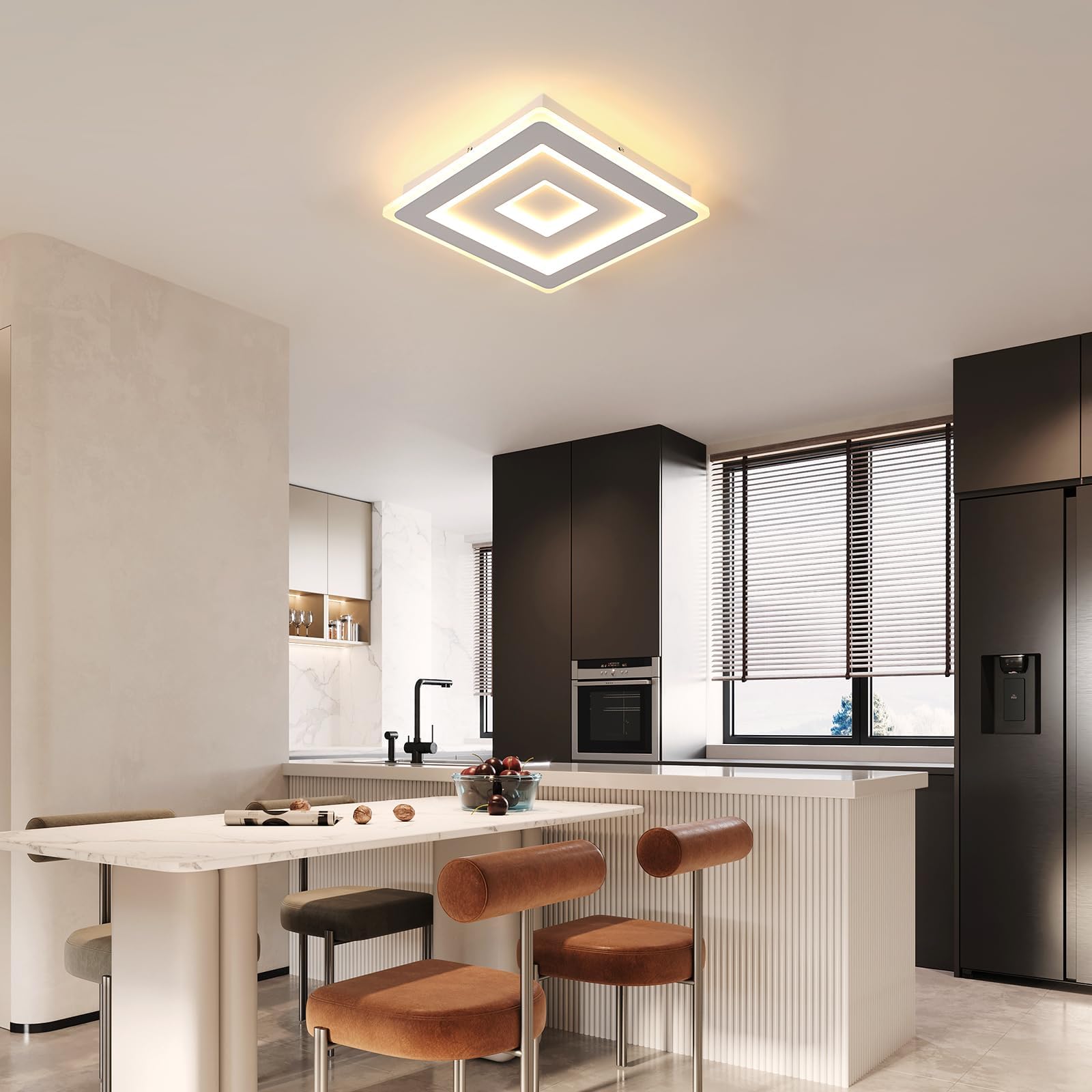 Comely LED Deckenleuchte 52W Quadrat 40cm, Warmweiß 3000K, Moderne Deckenlampe für Wohnzimmer, Schlafzimmer, Flur, Küche, Acryl LED Deckenbeleuchtung Innen, Flache Lampe Weiß