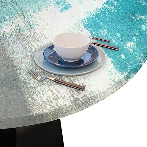 Miniatura 328 de Mantel redondo ajustado con diseño de mandala de flores, mantel circular bohemio y colorido con borde elástico, impermeable, lavable, de poliéster