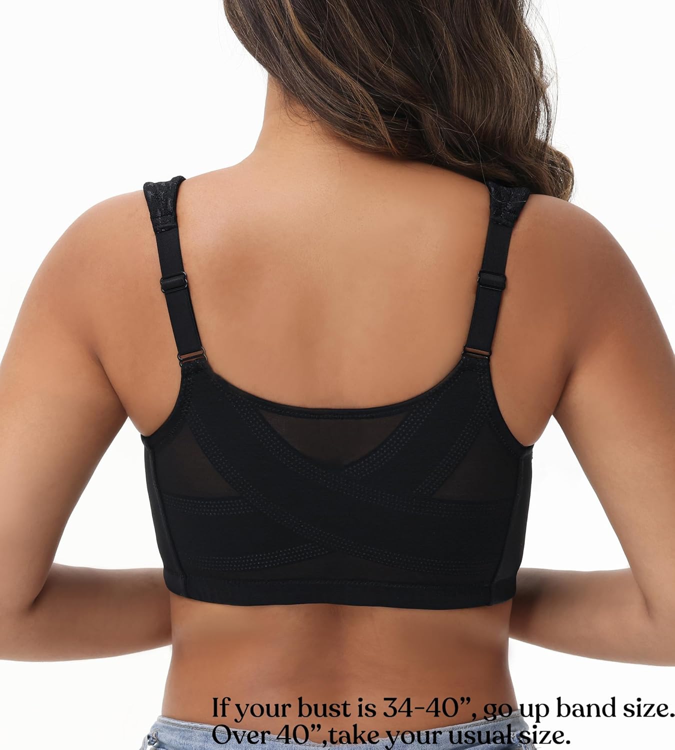 Women's Front Closure Bra Full Coverage Unpadded Wireless Minimizer Back Support Posture Plus Size Everyday Bras - Image 3